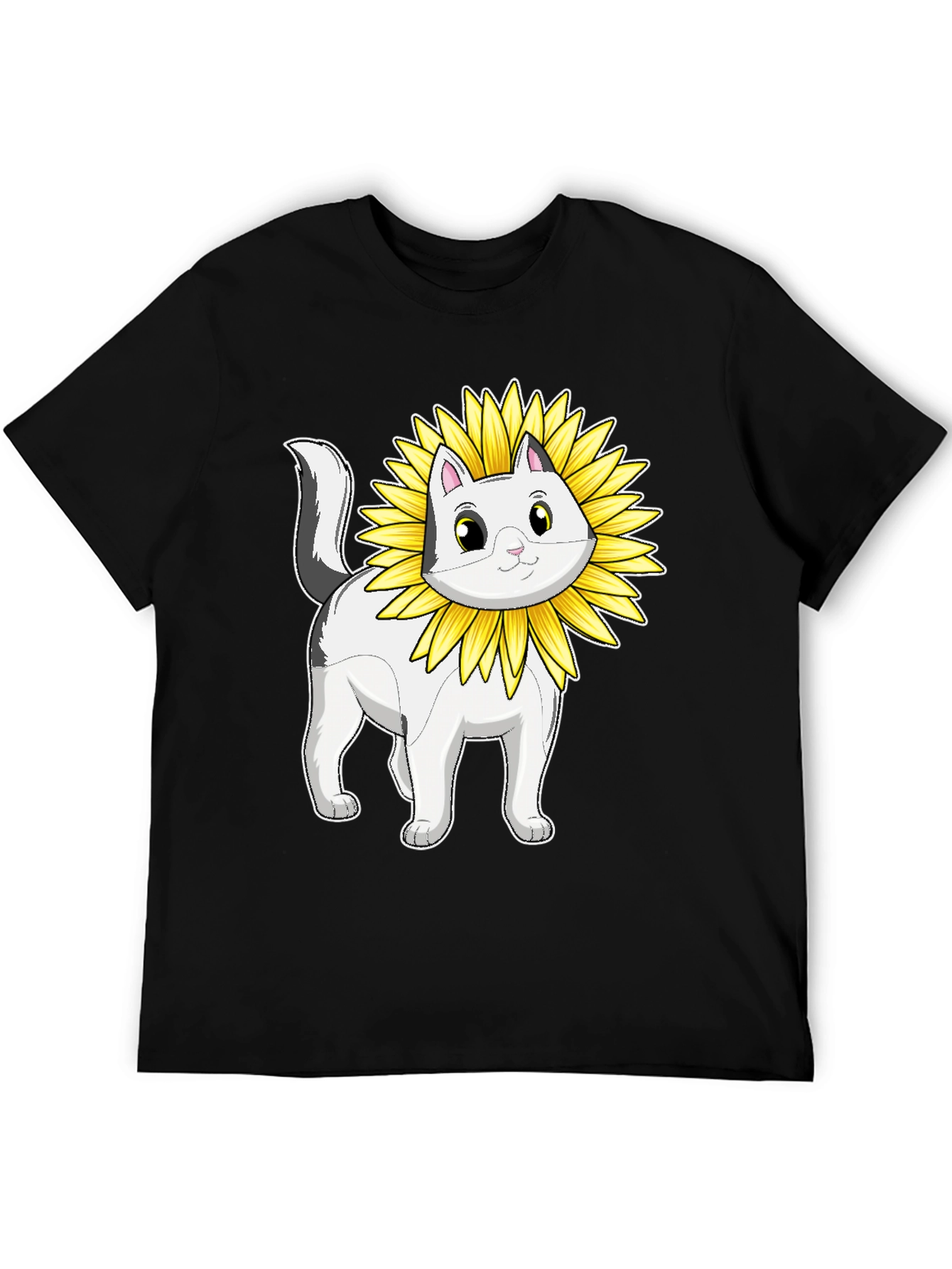Cat Sunflower T-Shirt - Whimsical Graphic Tee