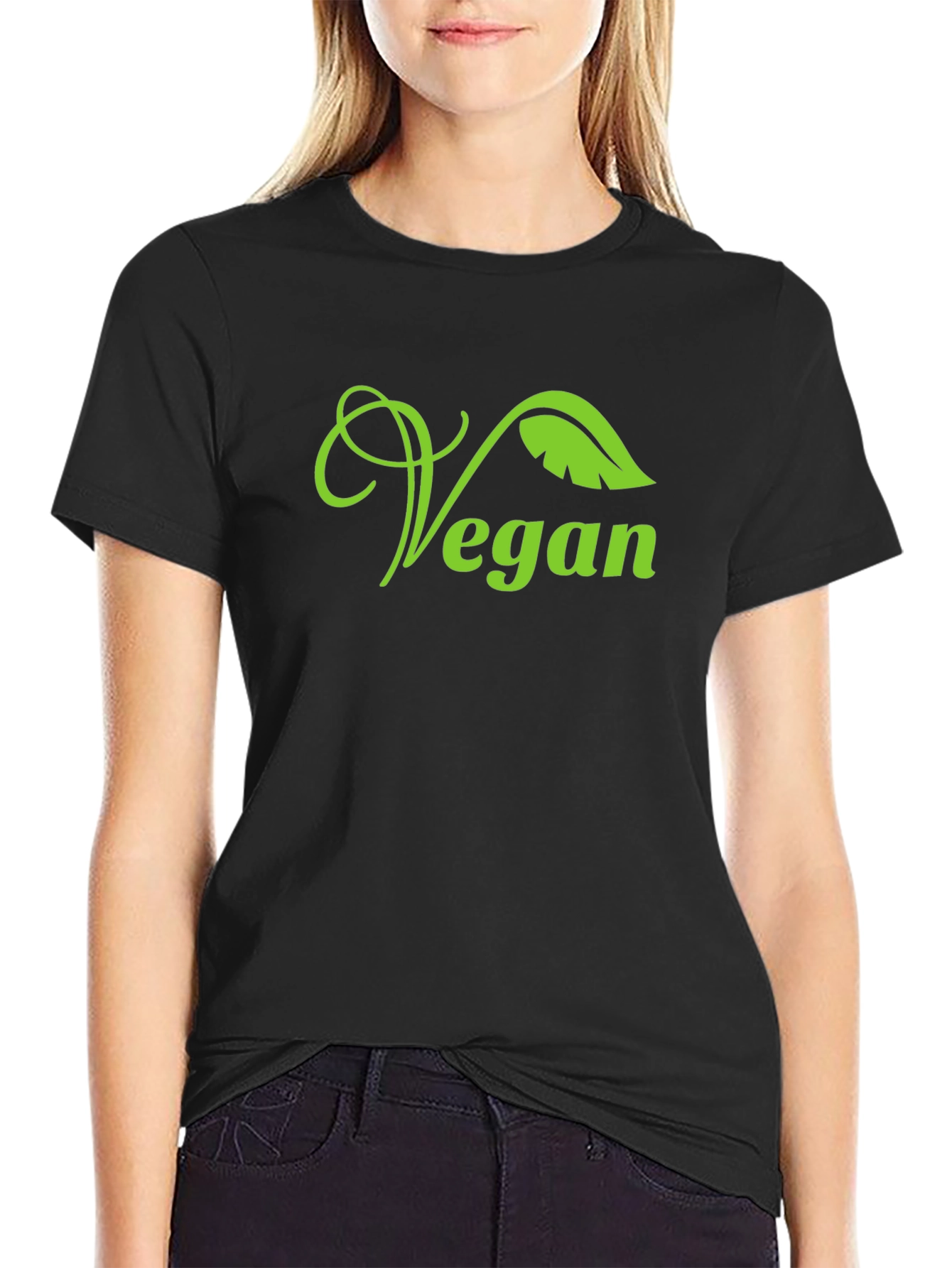 Vegan T-Shirt - Green Leaf Design