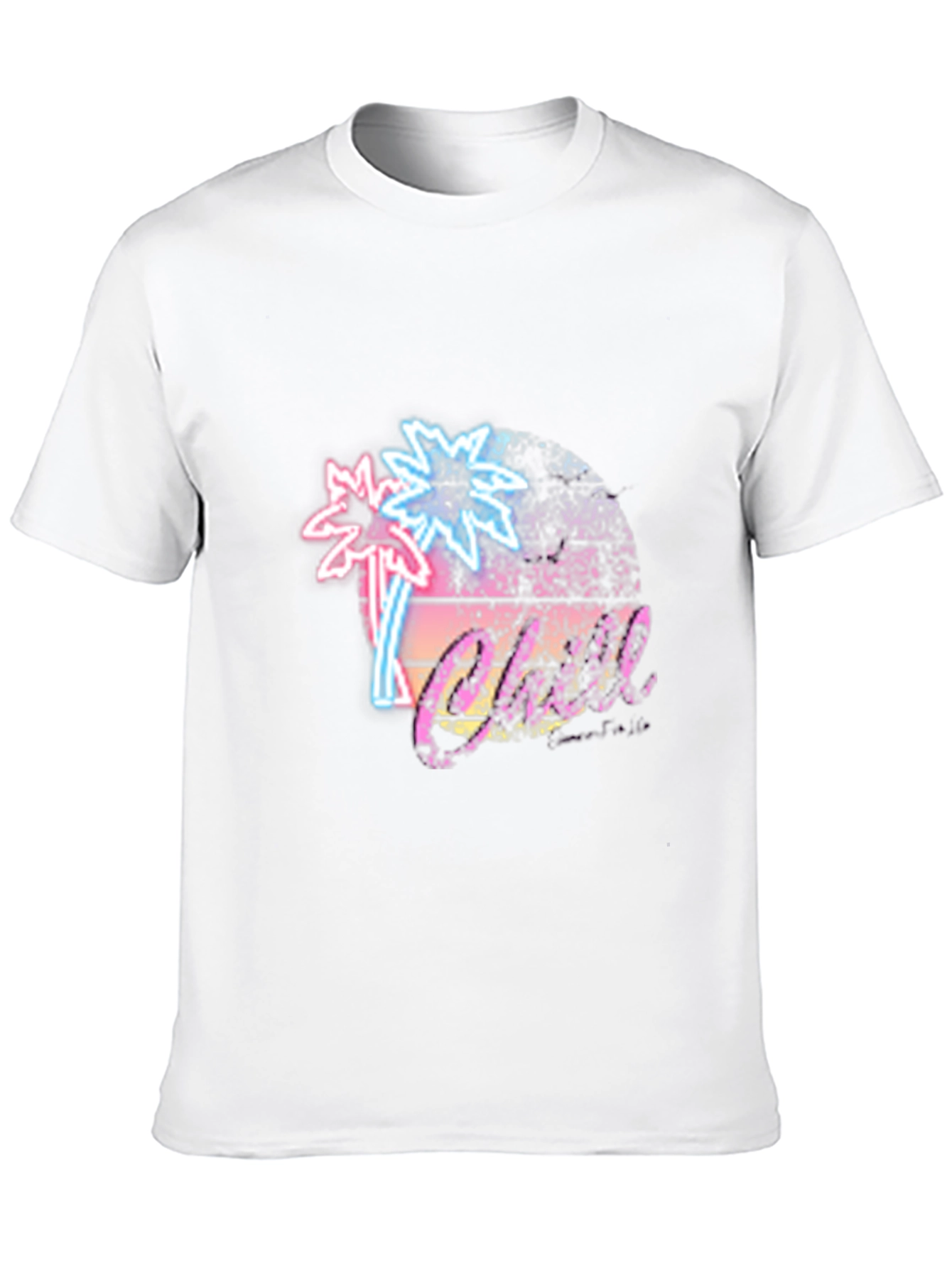 Retro Palm Tree T-Shirt Black Neon Design