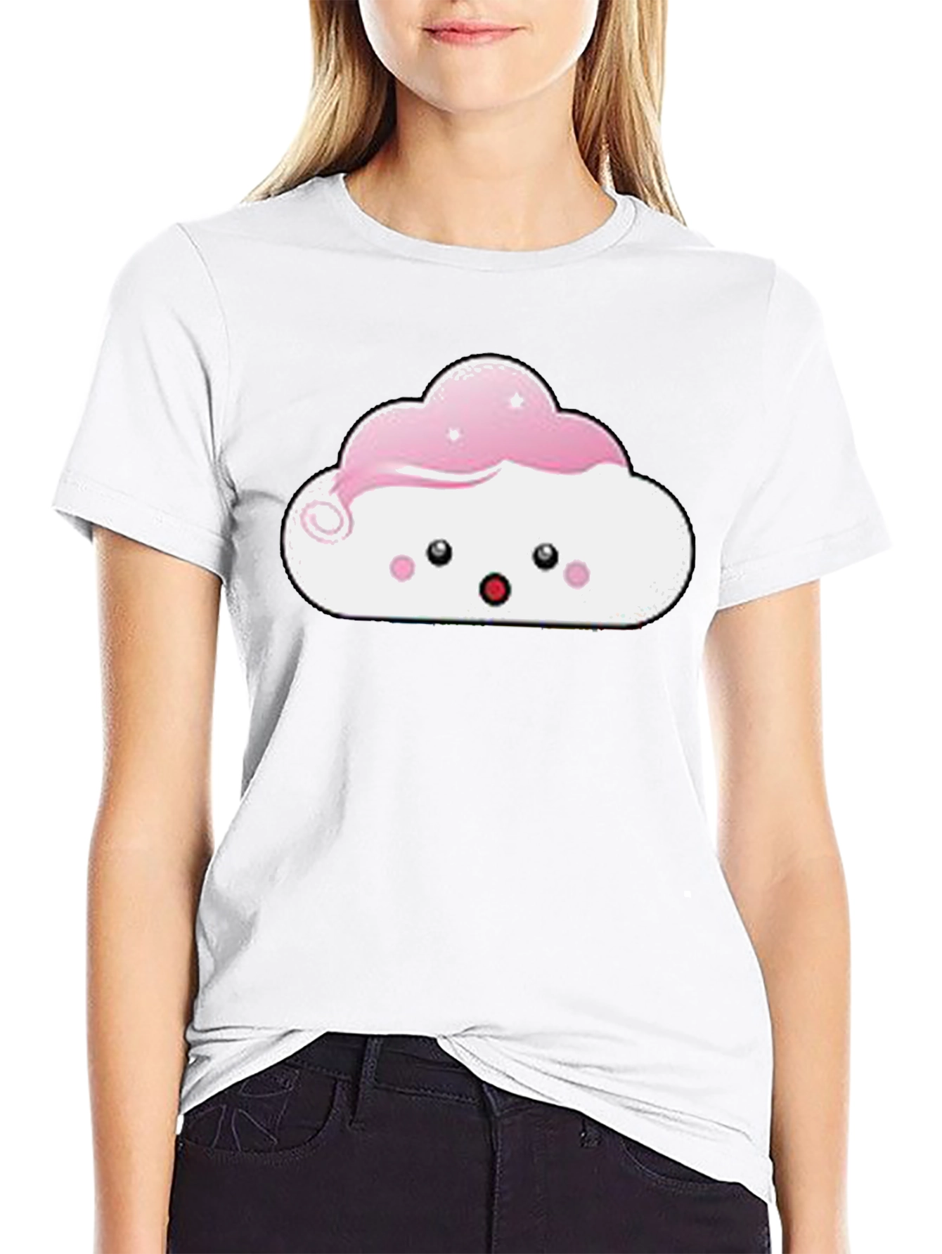 Kawaii Cloud Graphic Tee - Black