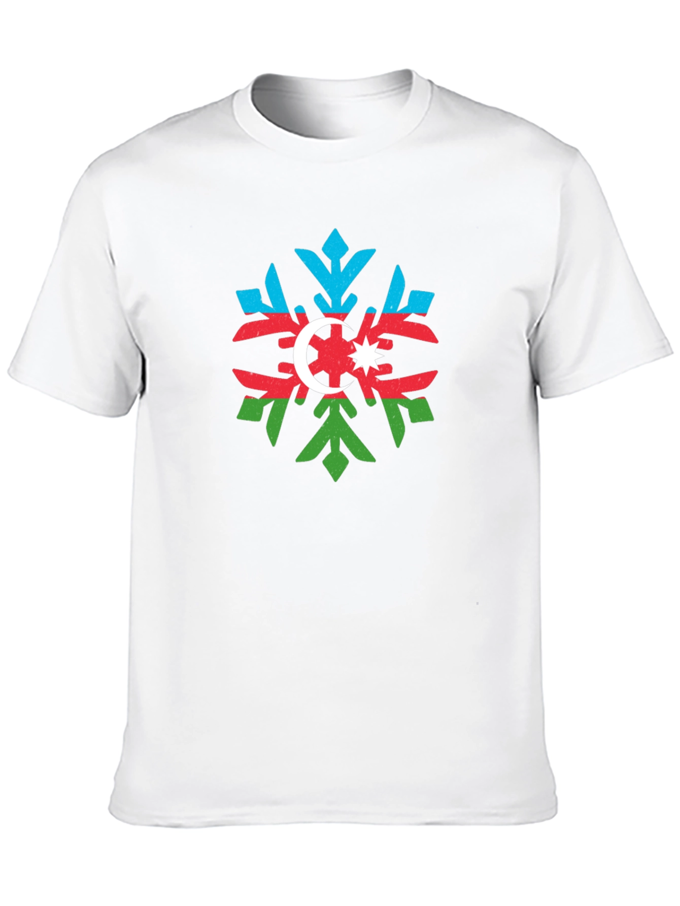 Azerbaijan Flag Snowflake Black T-Shirt