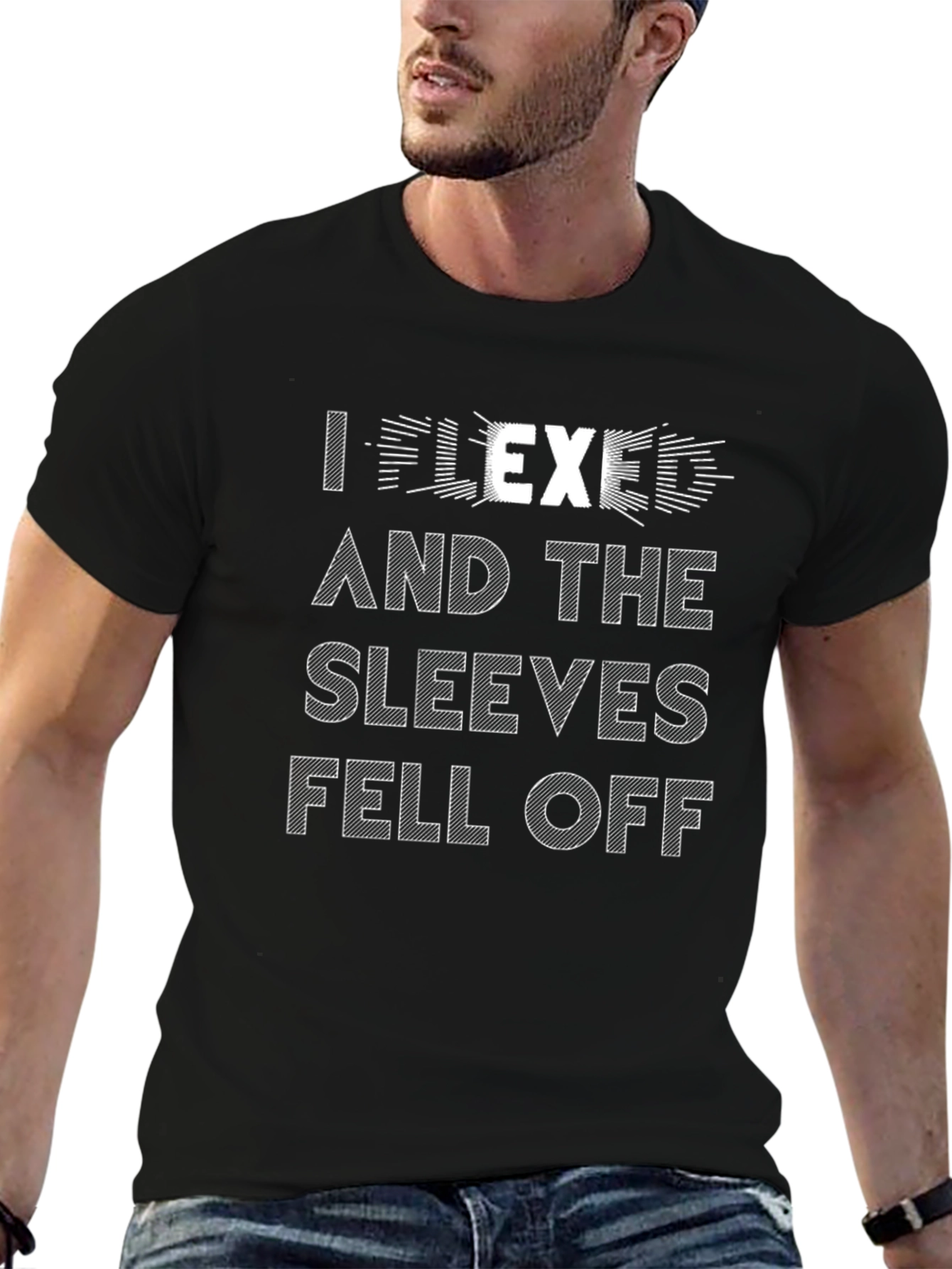 I Flexed And The Sleeves Fell Off Black Tee