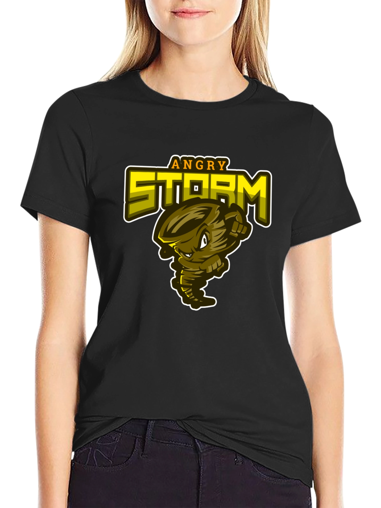 Angry Storm Graphic Print Mens Black T-Shirt