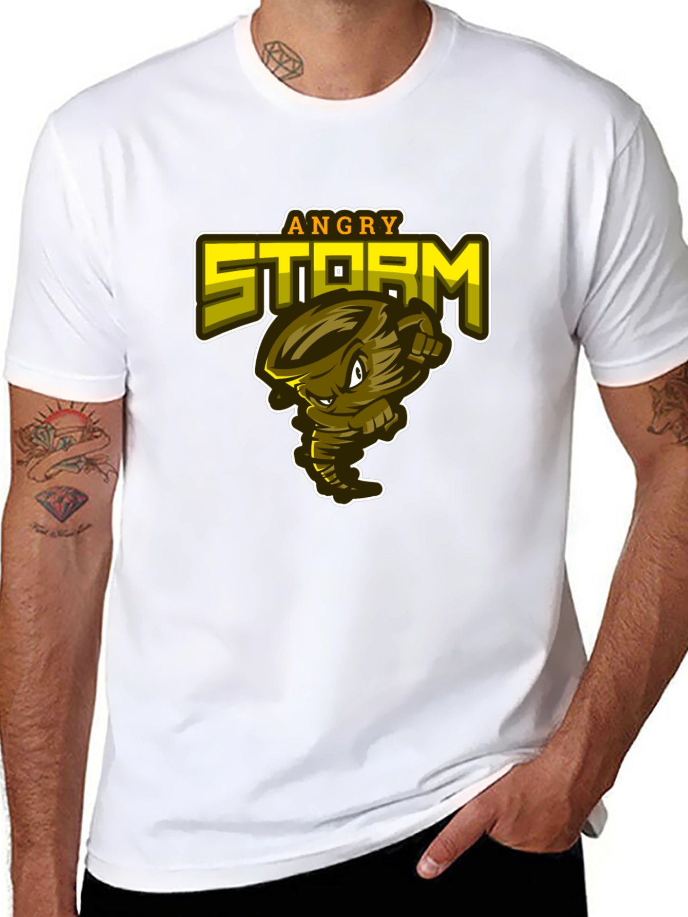 Angry Storm Graphic Print Mens Black T-Shirt