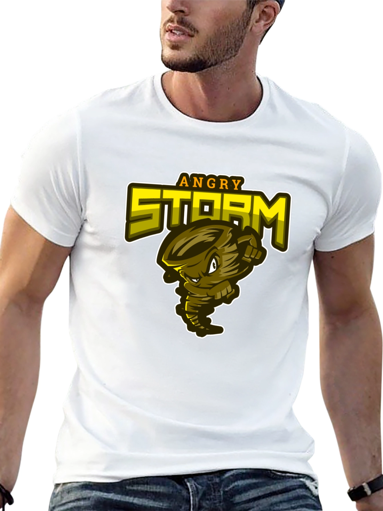 Angry Storm Graphic Print Mens Black T-Shirt