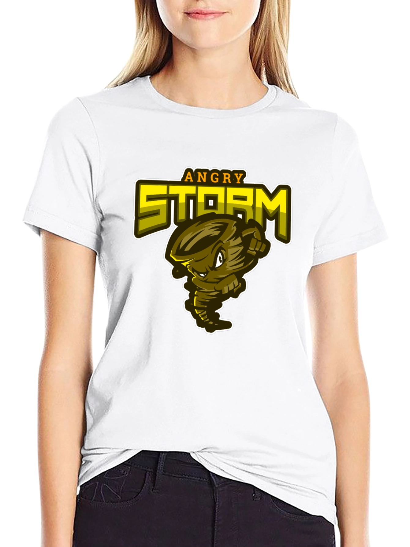 Angry Storm Graphic Print Mens Black T-Shirt