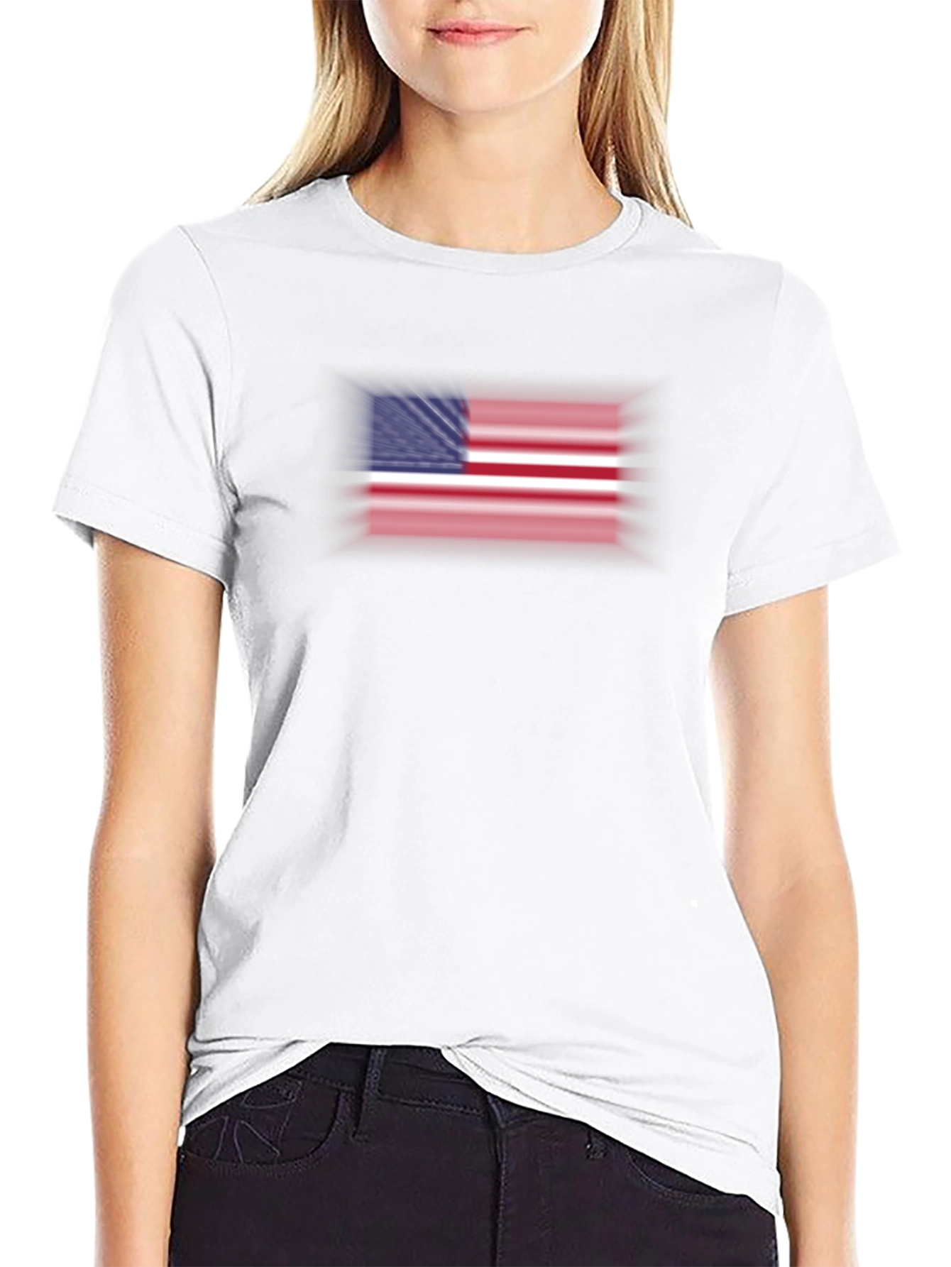 American Flag Graphic Print Black T-Shirt
