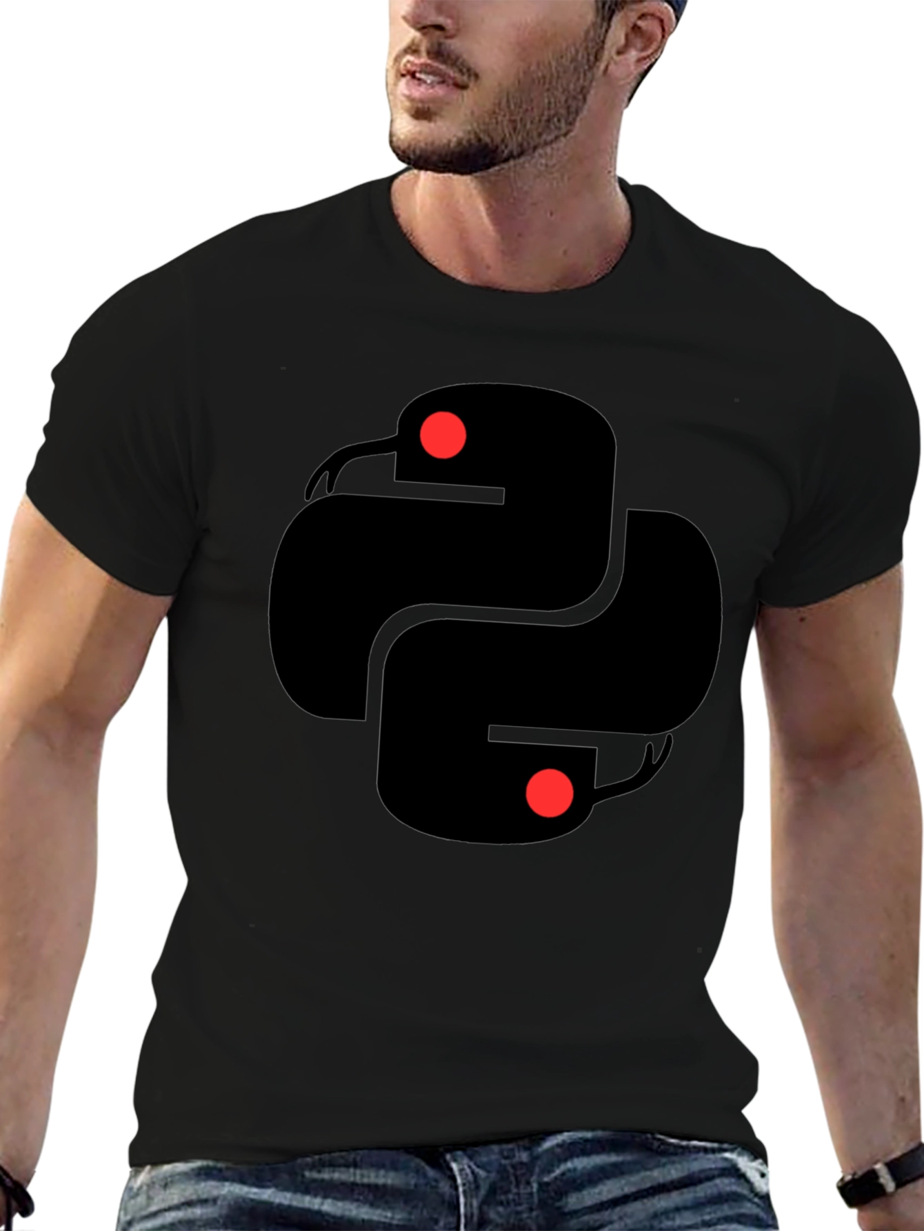 Python Snake Logo Black T-Shirt