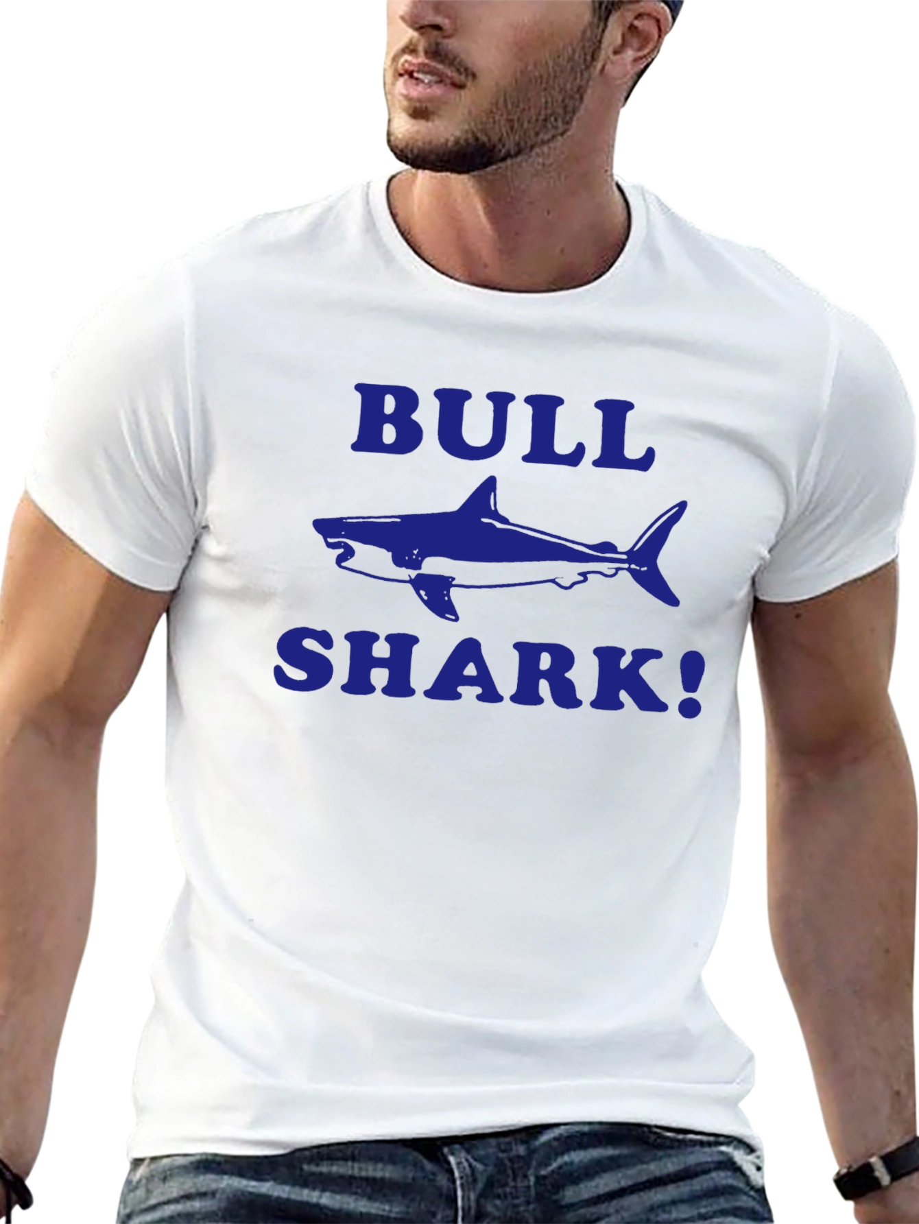 Bull Shark Graphic T-Shirt - Blue Print on Black