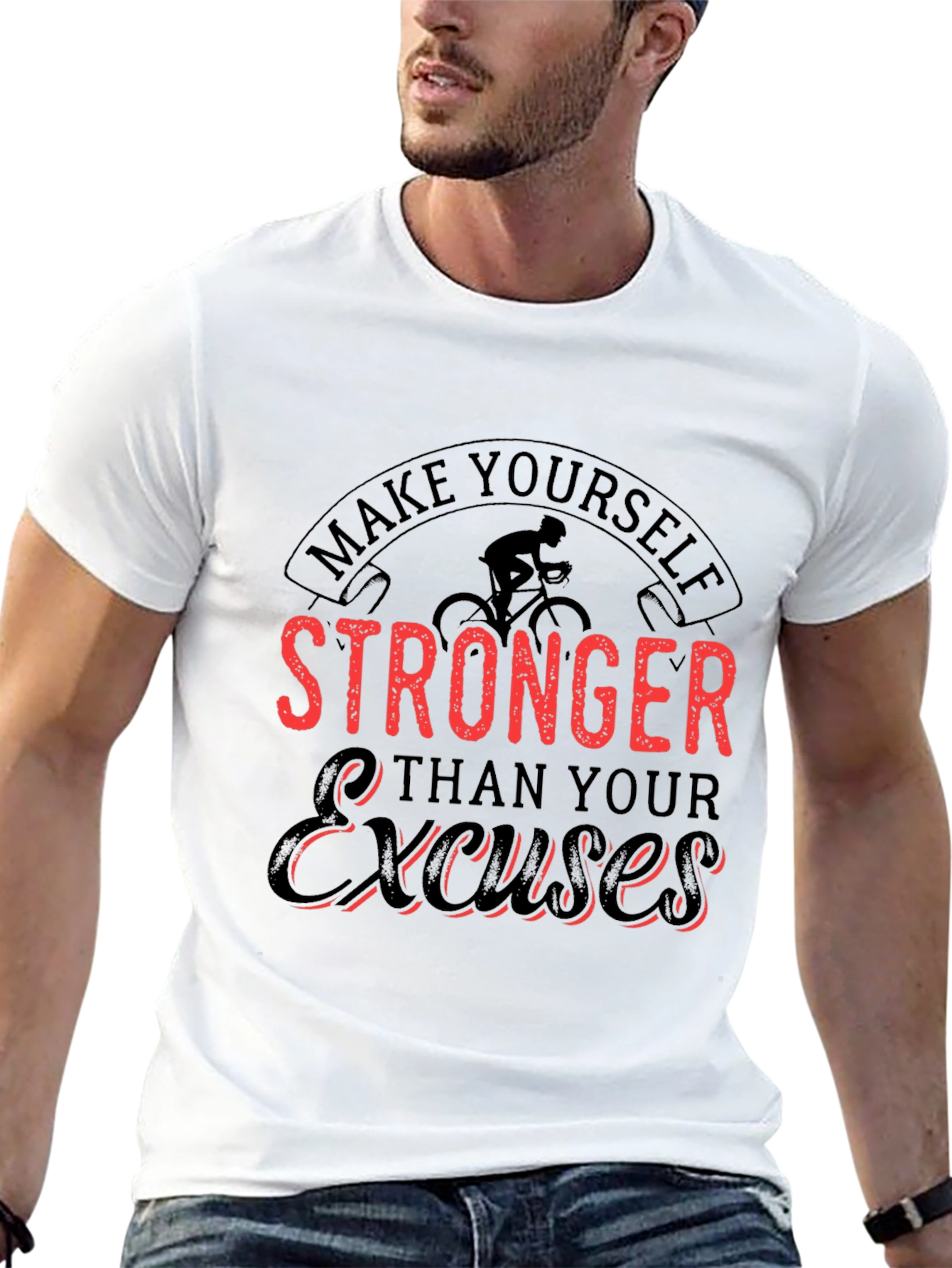Motivational Black T-Shirt - Stronger Than Excuses