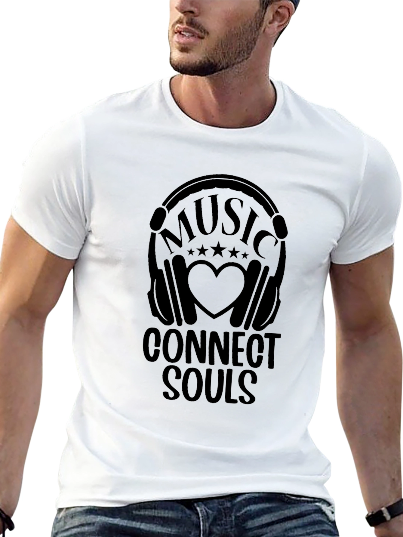 Music Connects Souls Black Graphic Tee