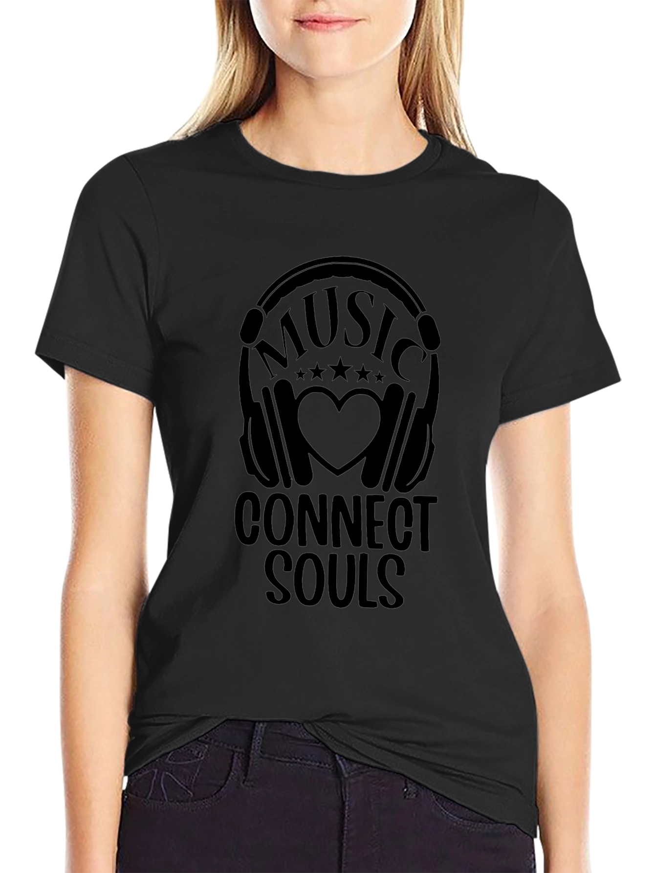 Music Connects Souls Black Graphic Tee