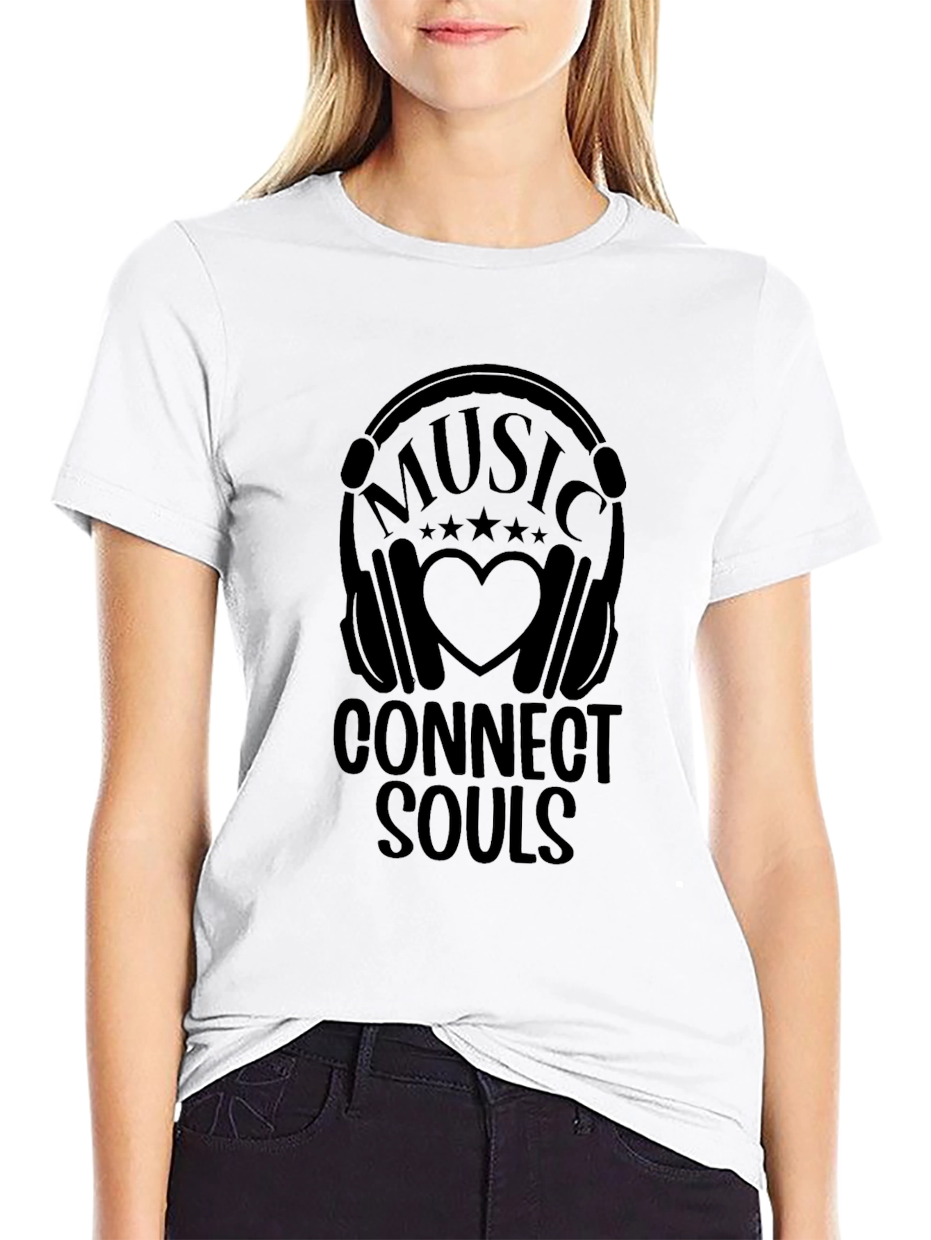 Music Connects Souls Black Graphic Tee