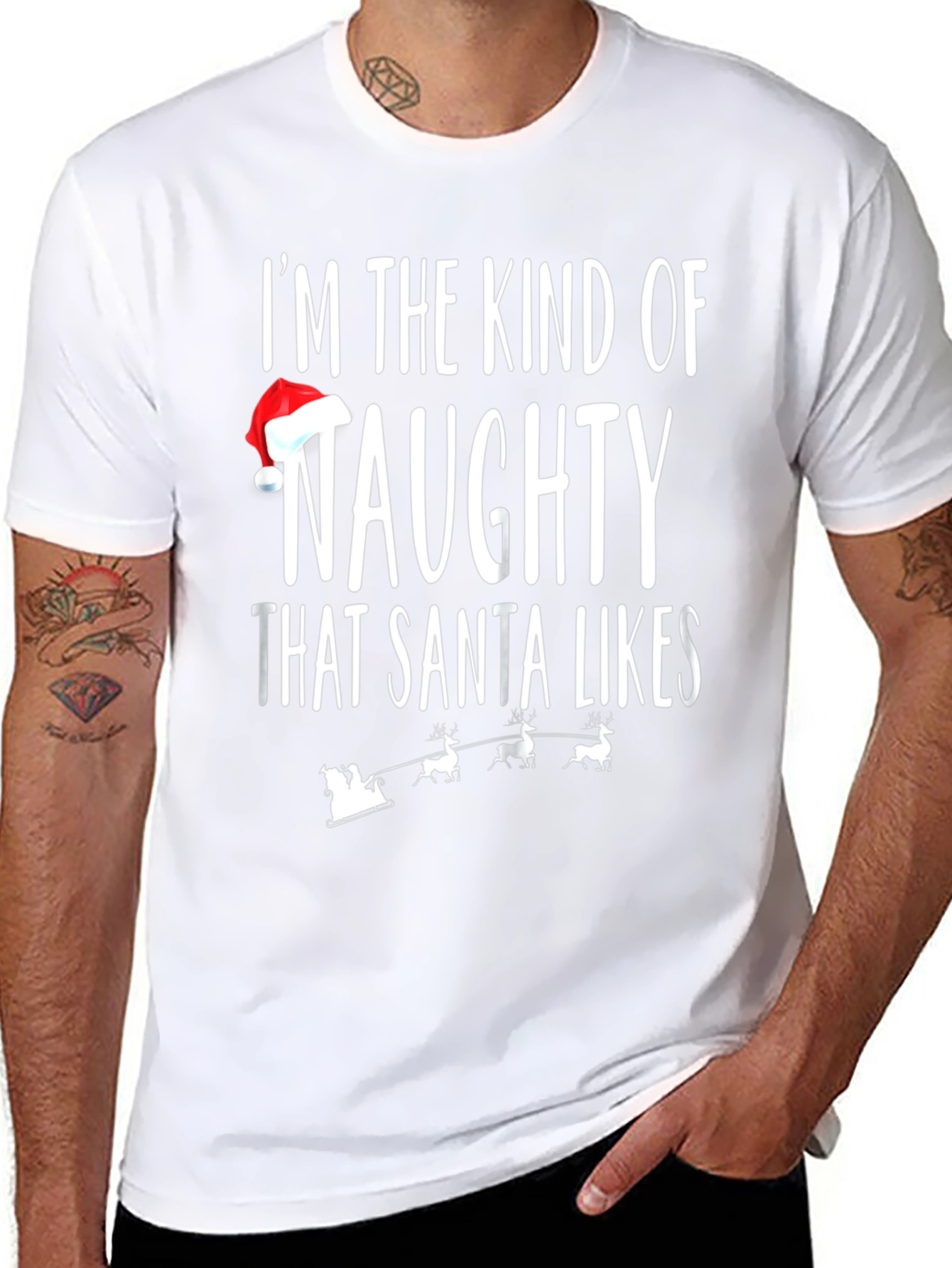 Naughty Santa Likes T-Shirt - Festive Holiday Apparel