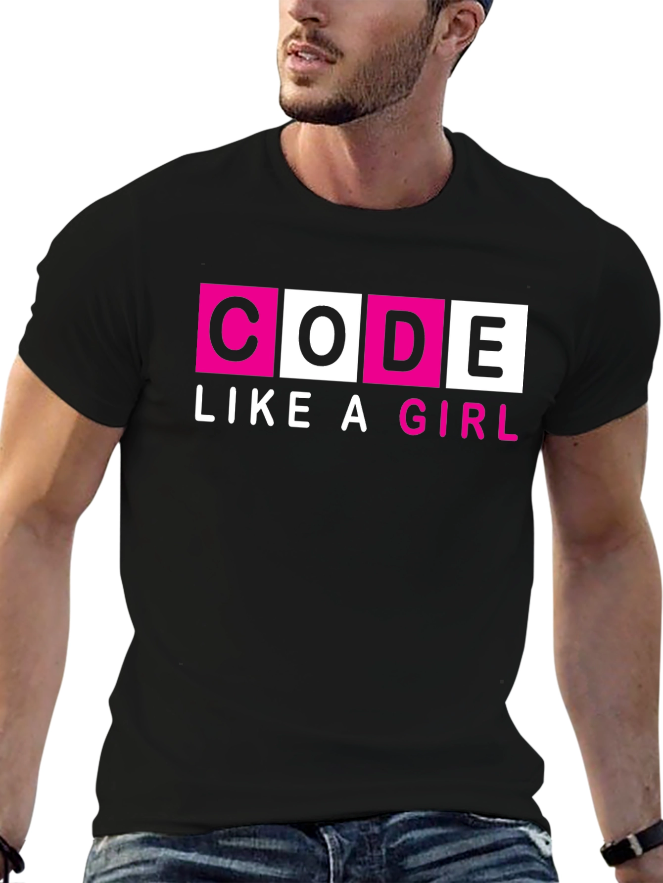 Code Like a Girl T-Shirt - Black Empowering Design