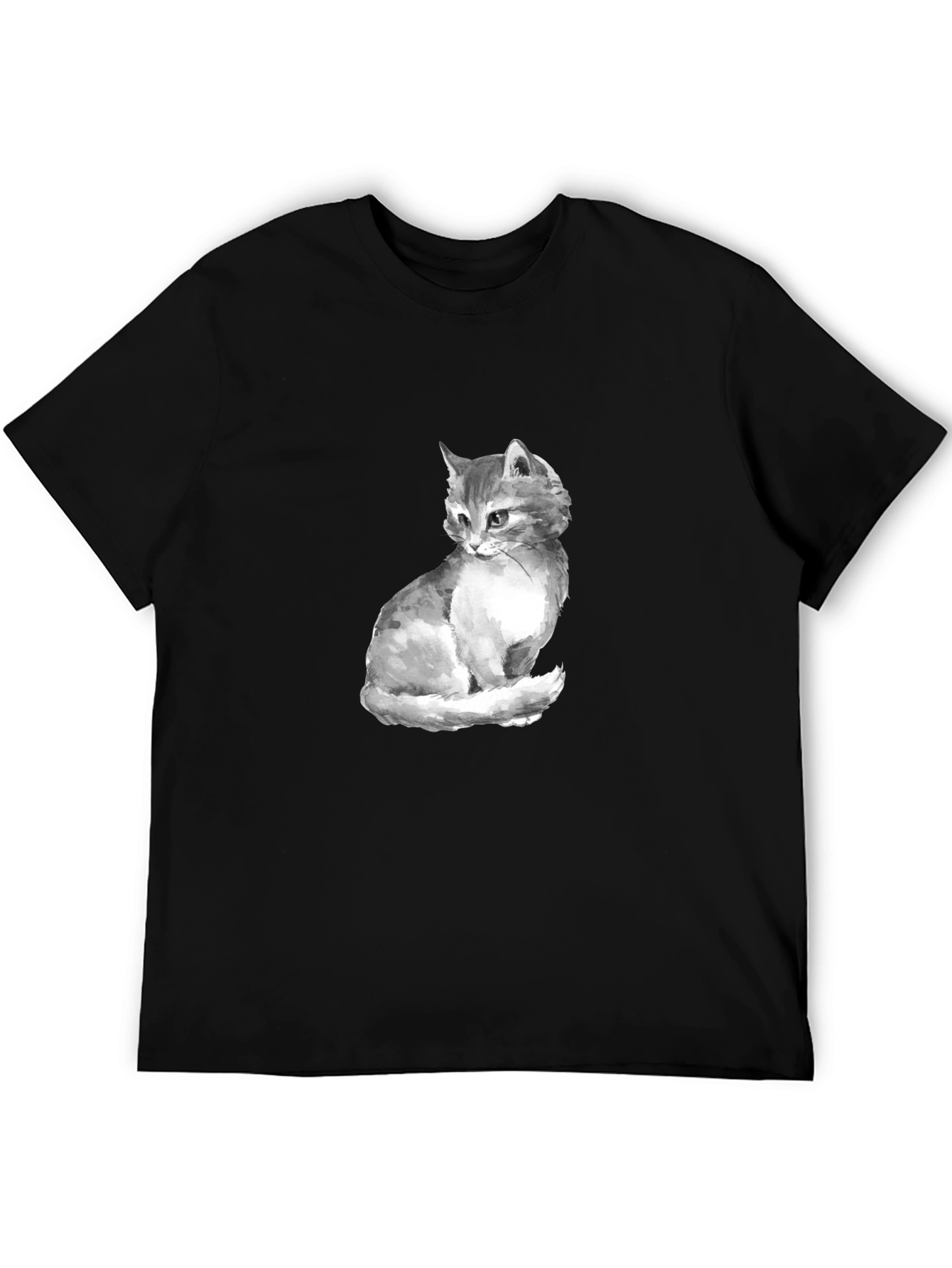 Cat Portrait Graphic Tee - Black Unisex T-Shirt