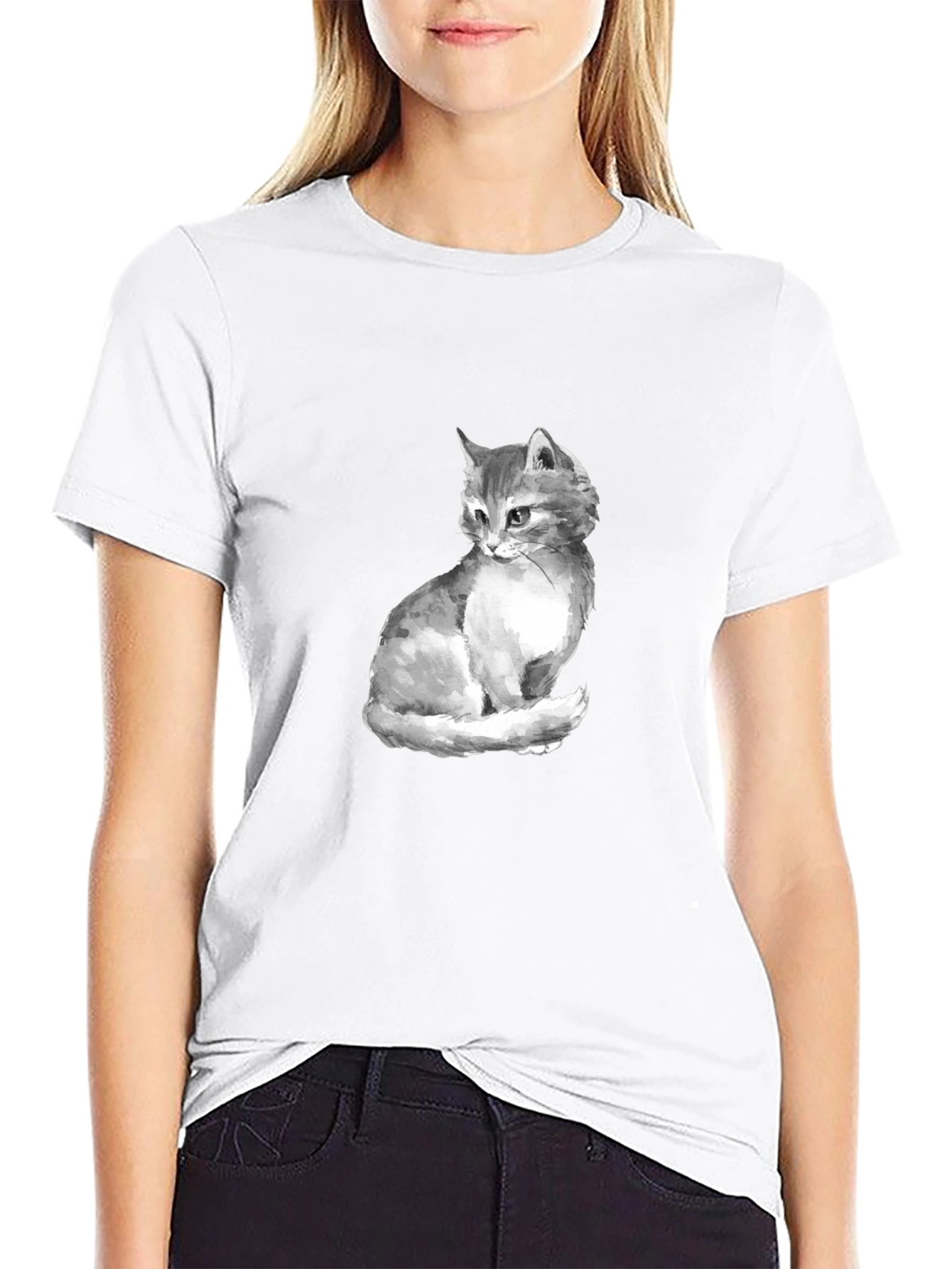 Cat Portrait Graphic Tee - Black Unisex T-Shirt