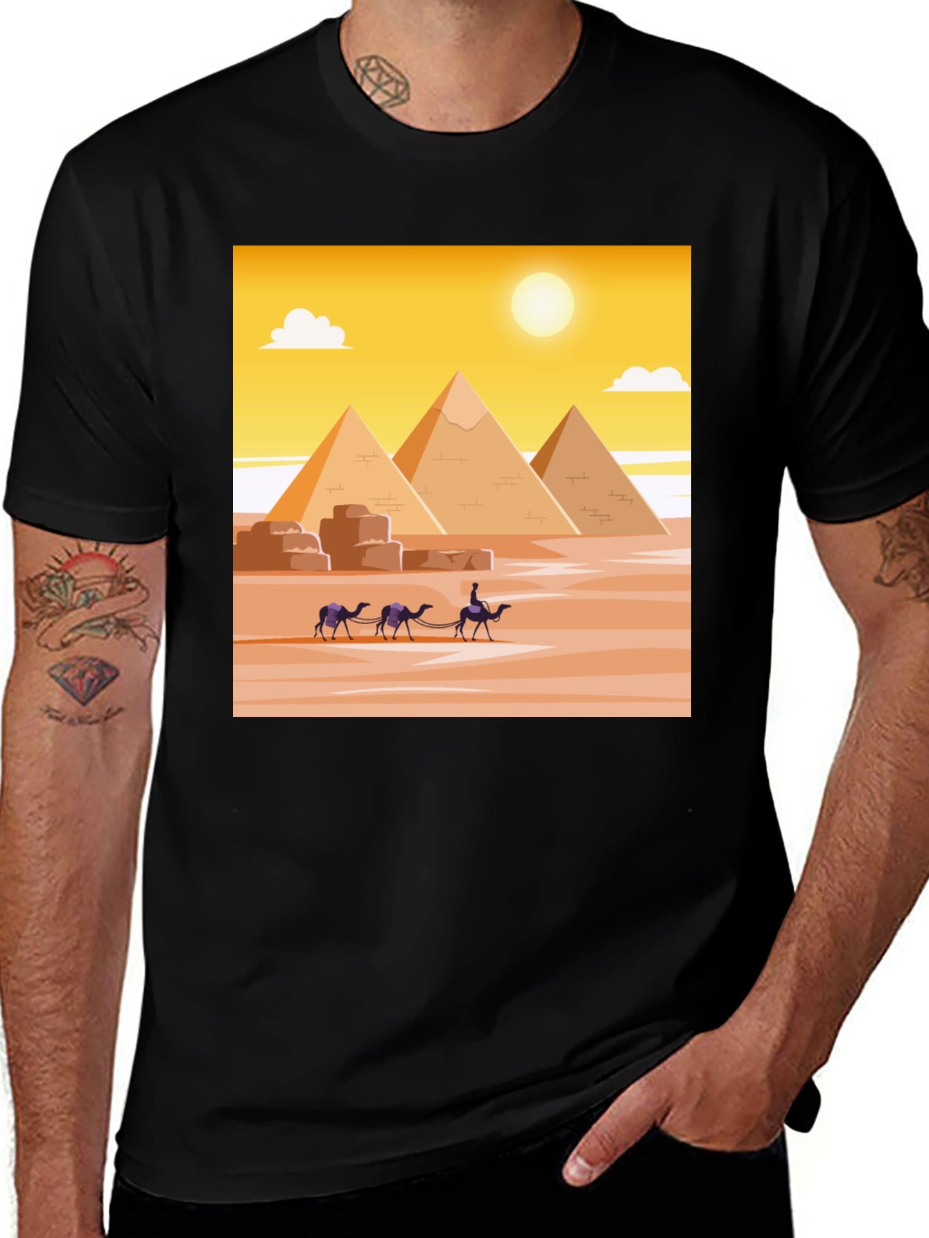 Egyptian Pyramids Graphic Tee - Classic Black T-Shirt