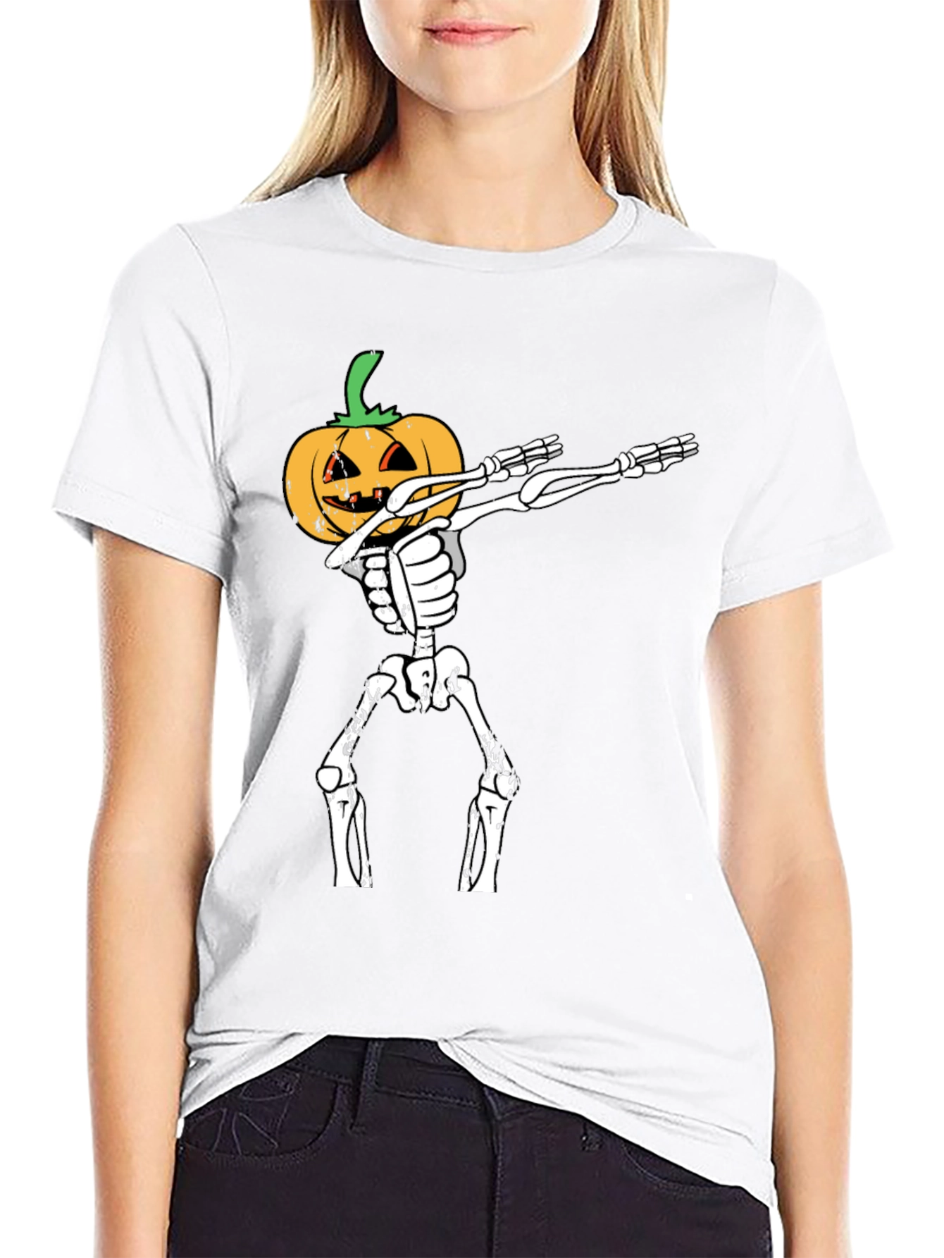 Halloween Pumpkin Skeleton Dab T-Shirt