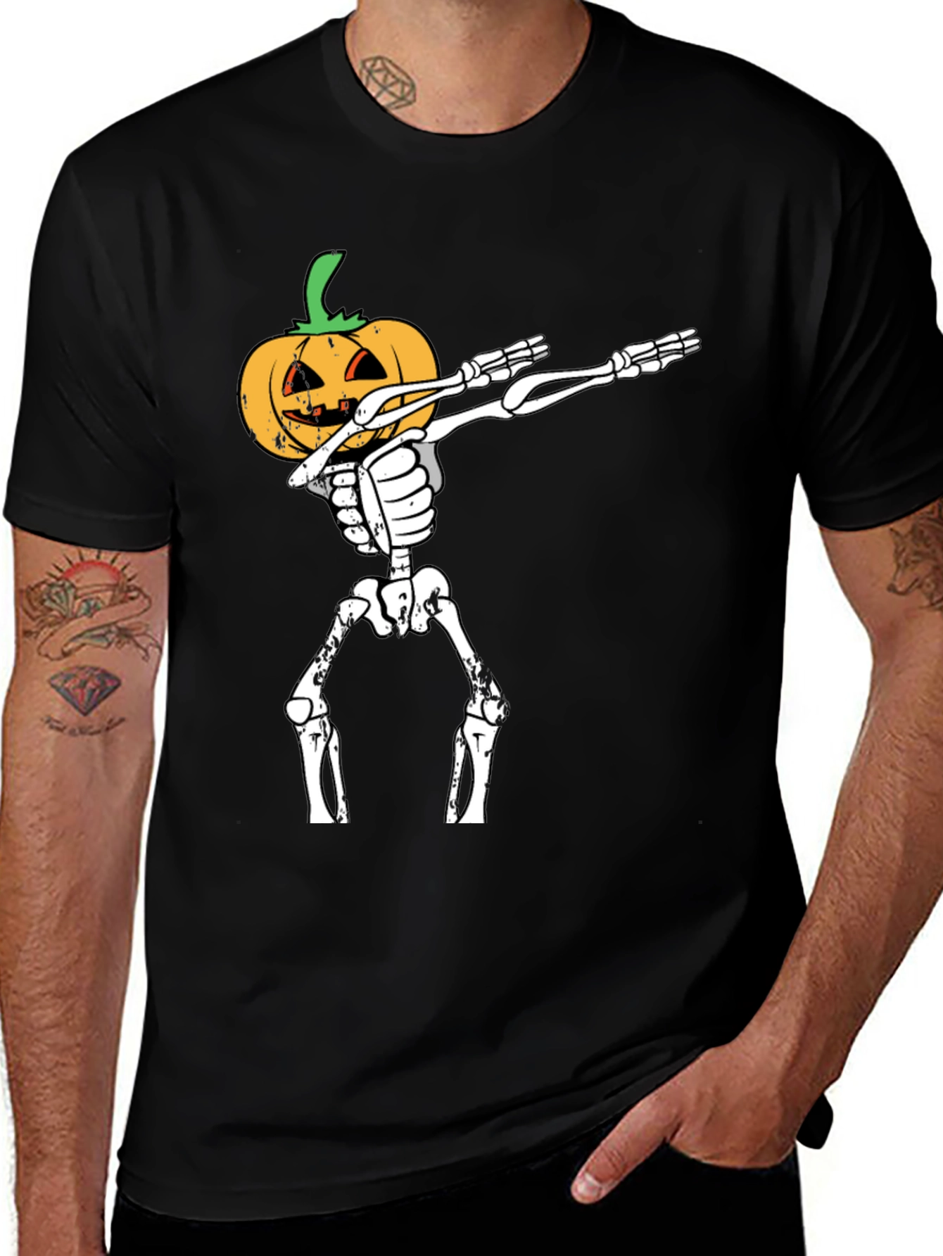 Halloween Pumpkin Skeleton Dab T-Shirt