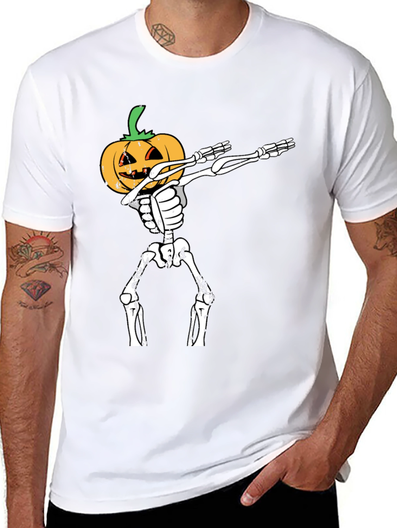 Halloween Pumpkin Skeleton Dab T-Shirt