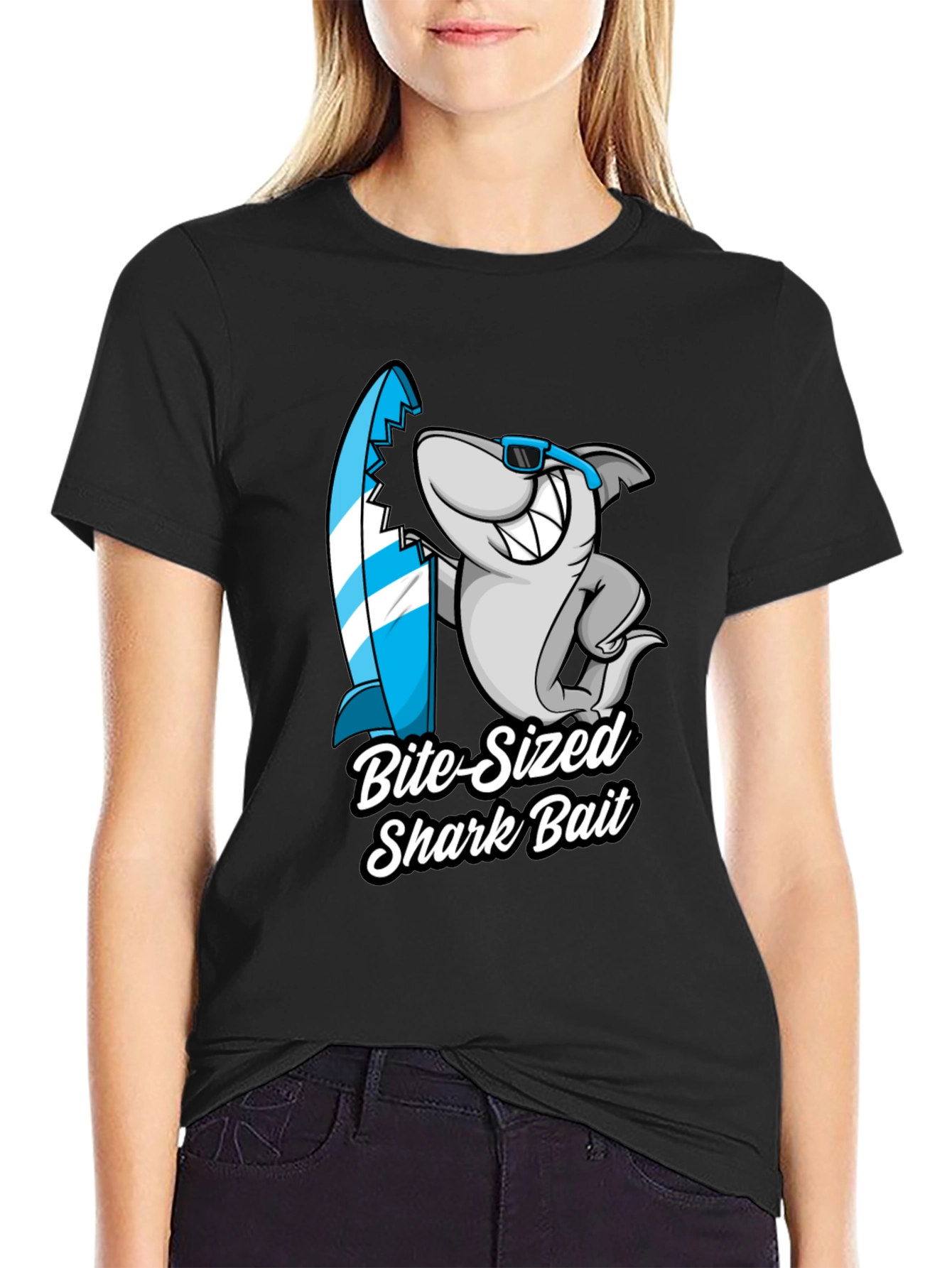 Bite-Sized Shark Bait Black T-Shirt