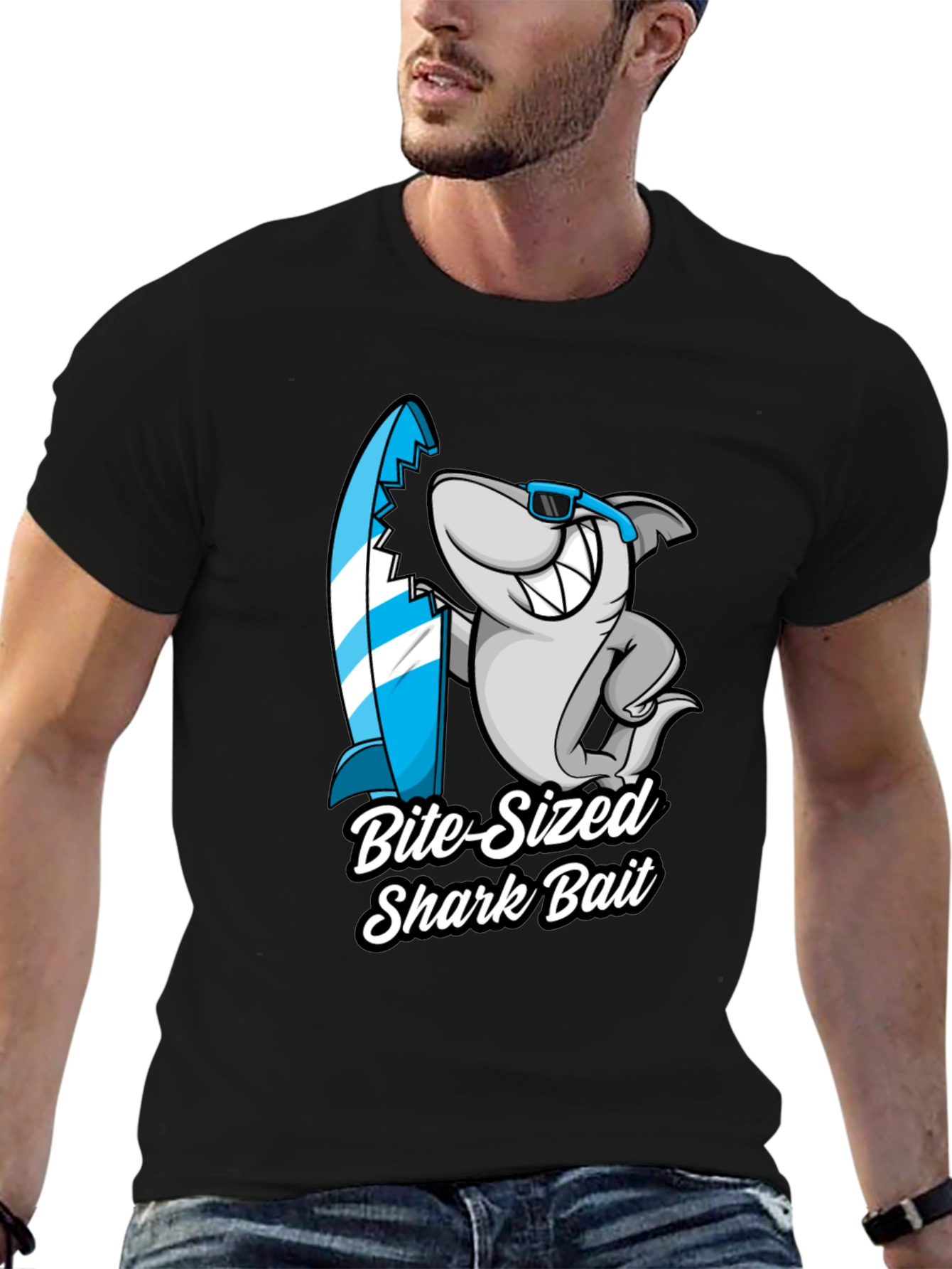 Bite-Sized Shark Bait Black T-Shirt