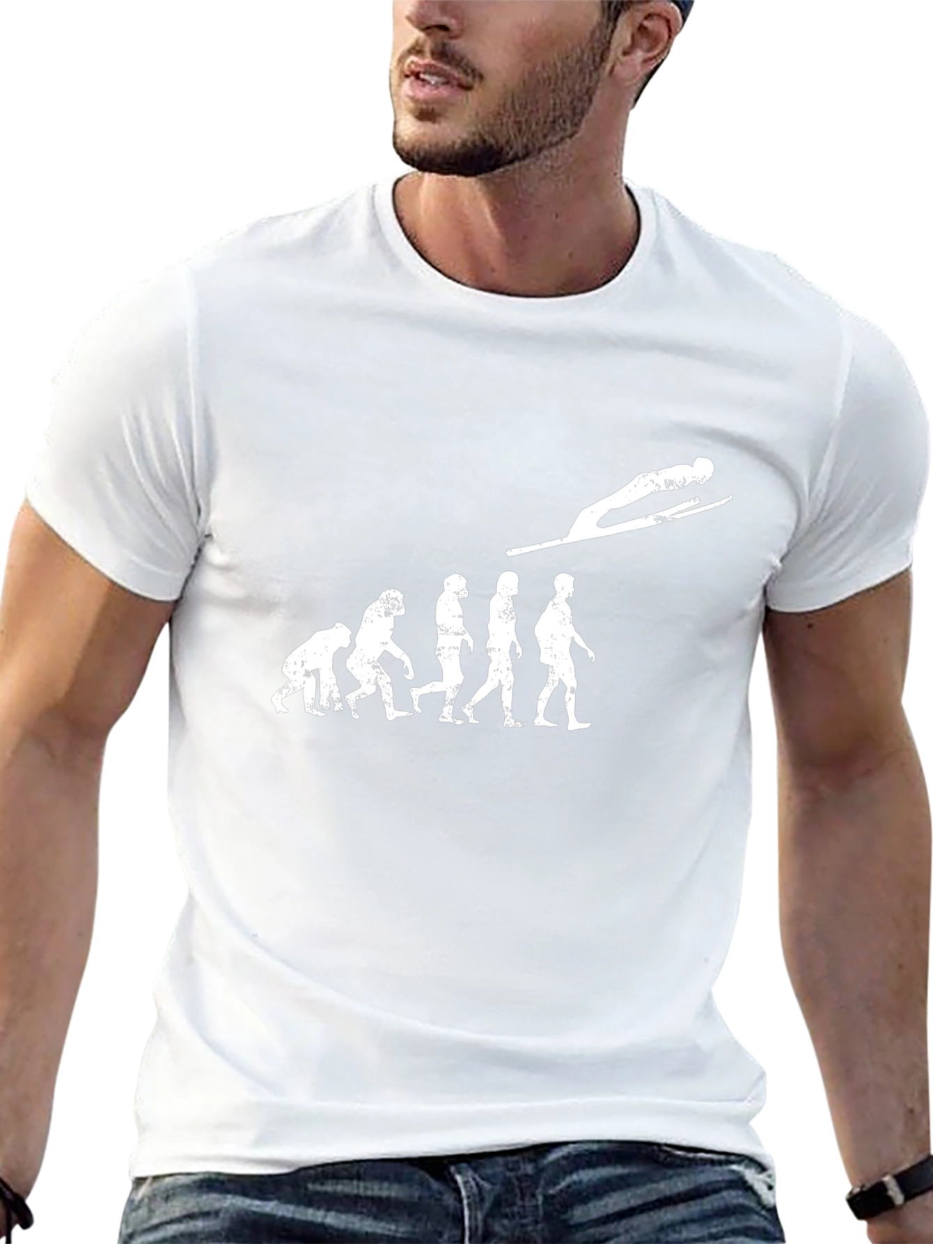 Evolution of Ski Jumping Black T-Shirt