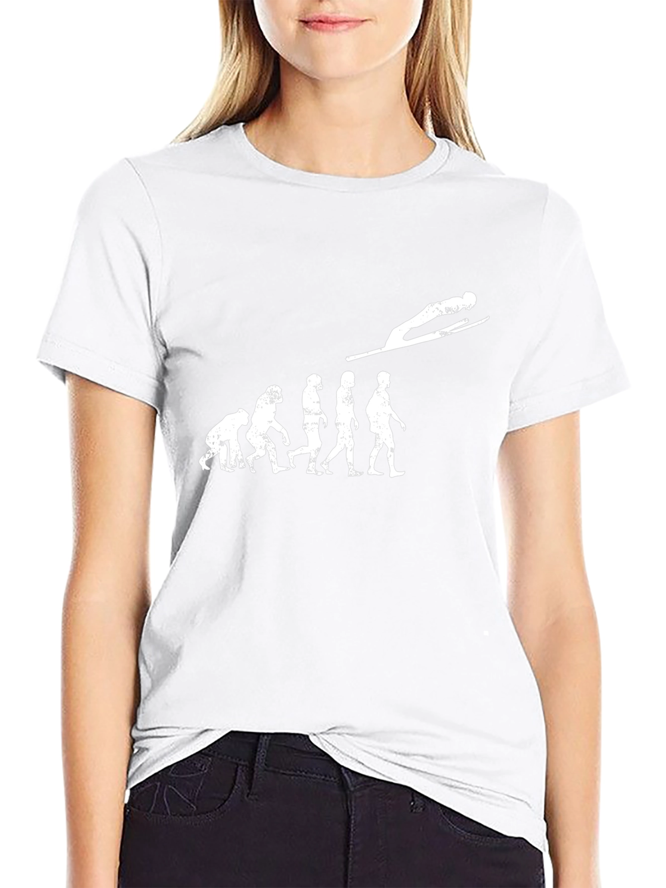Evolution of Ski Jumping Black T-Shirt