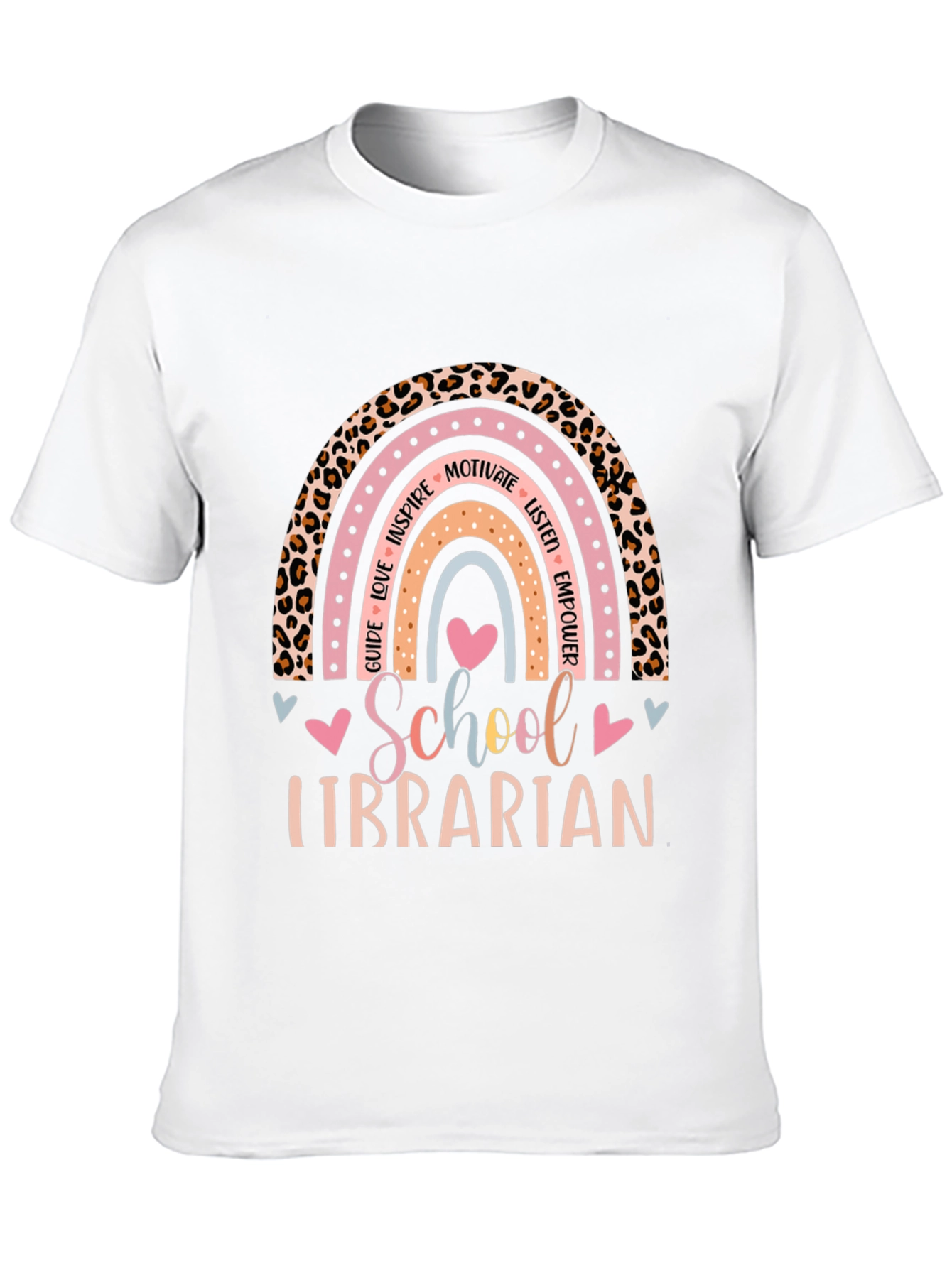 School Librarian Rainbow Leopard Print T-Shirt