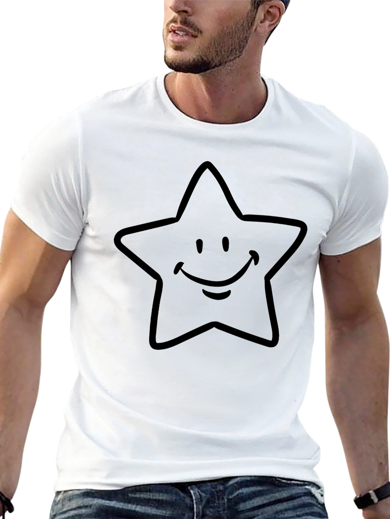Star Smile Graphic Tee - Classic Black Comfort