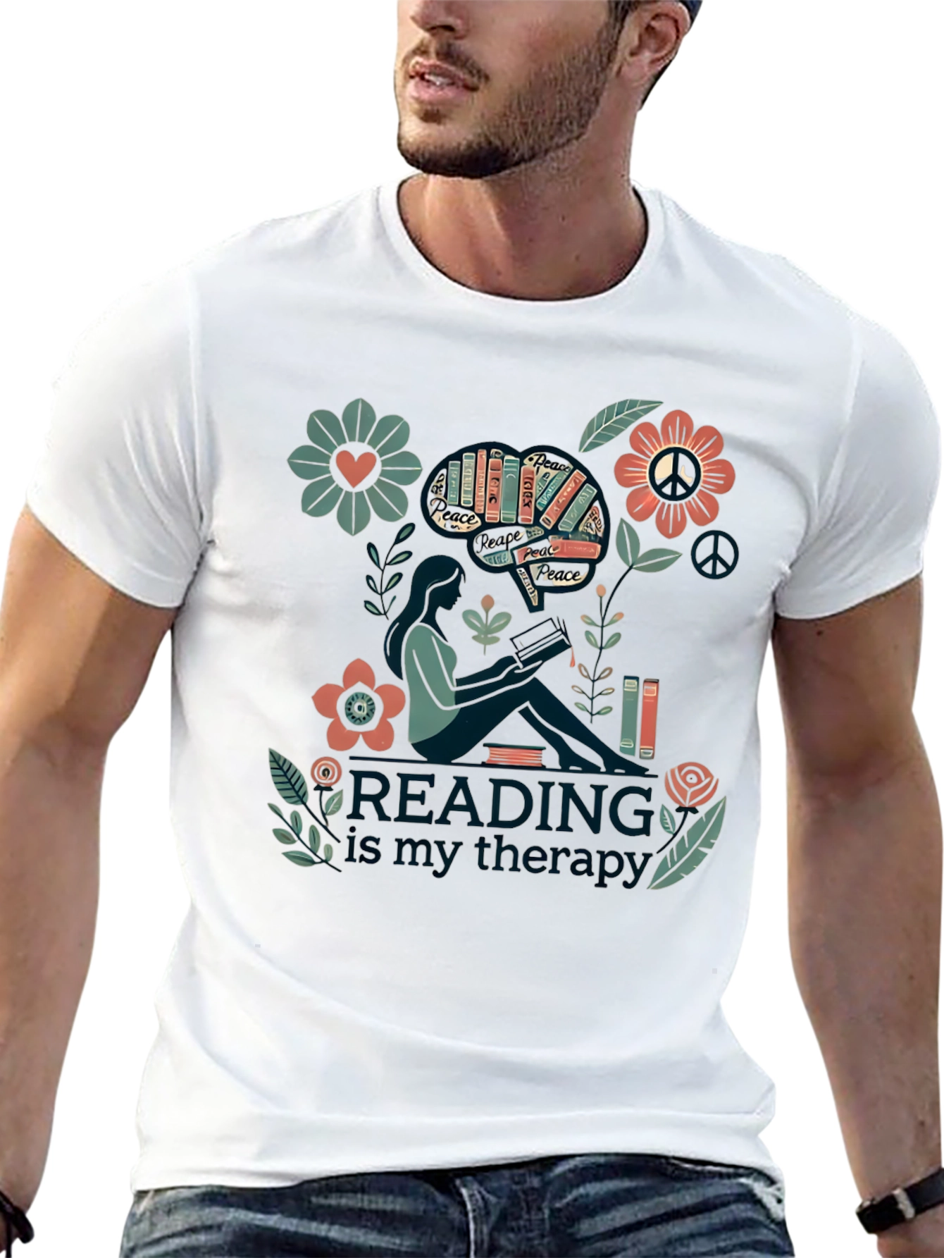Reading is My Therapy Graphic Tee - Black