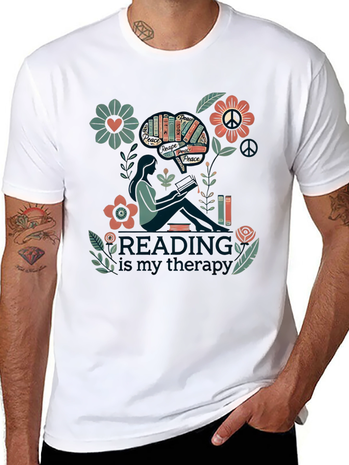 Reading is My Therapy Graphic Tee - Black