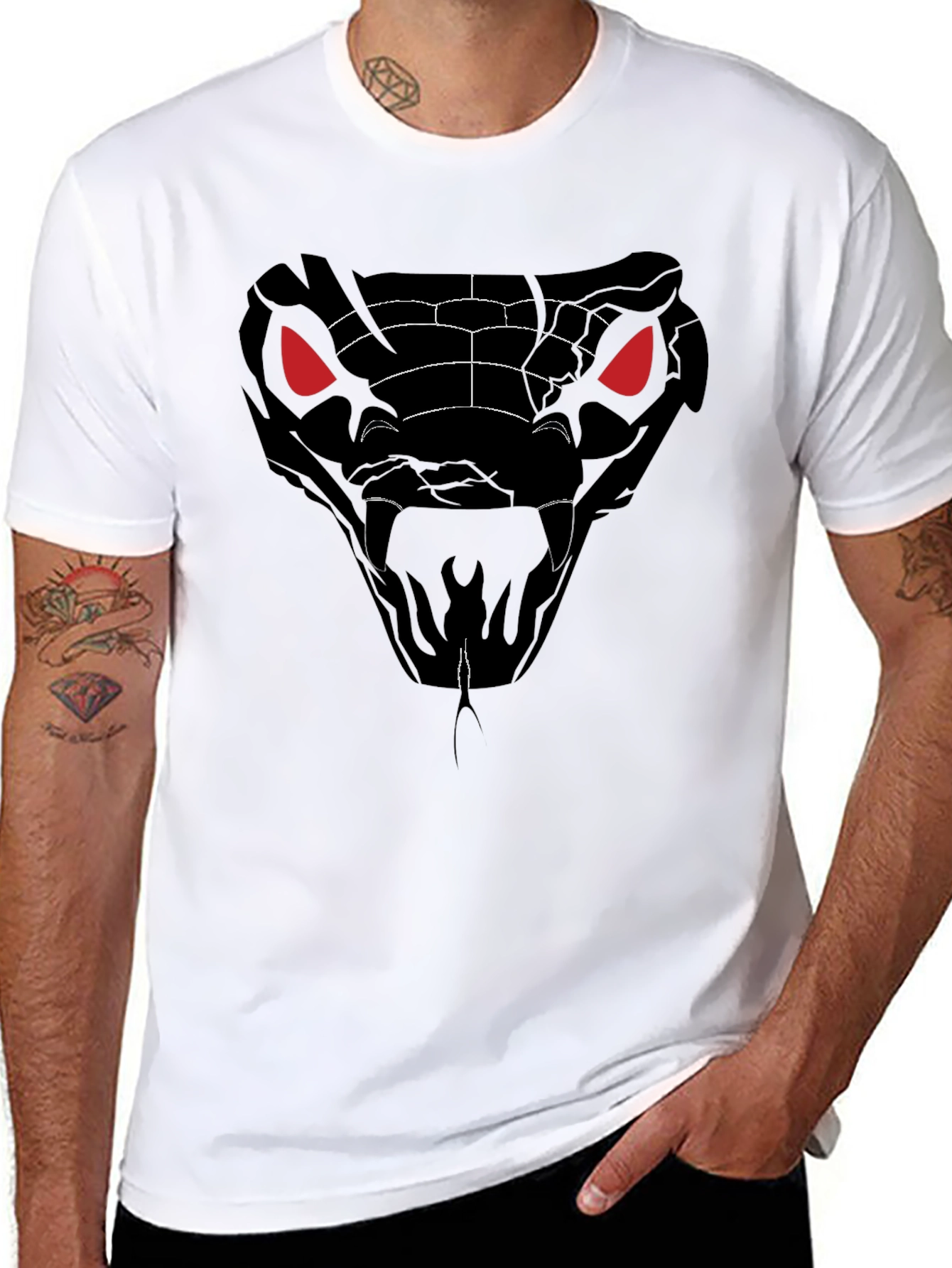 Mens Black Snake Graphic T-Shirt