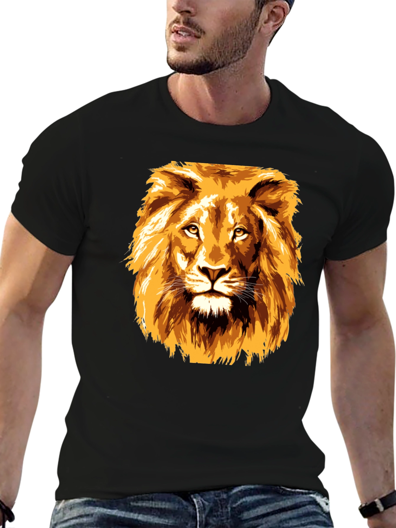 Lion Graphic Tee - Bold Animal Print T-Shirt