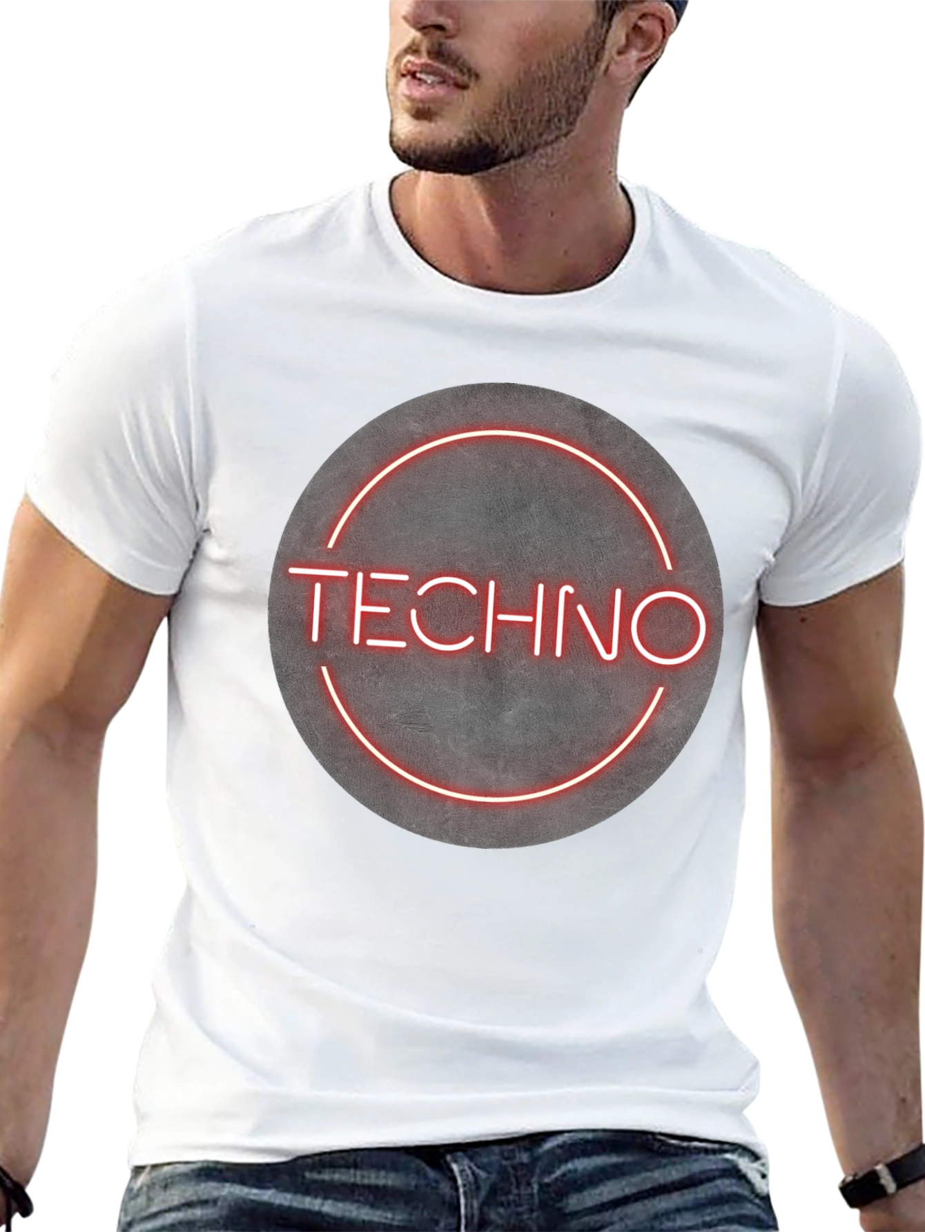 Techno Music T-Shirt - Neon Circle Design