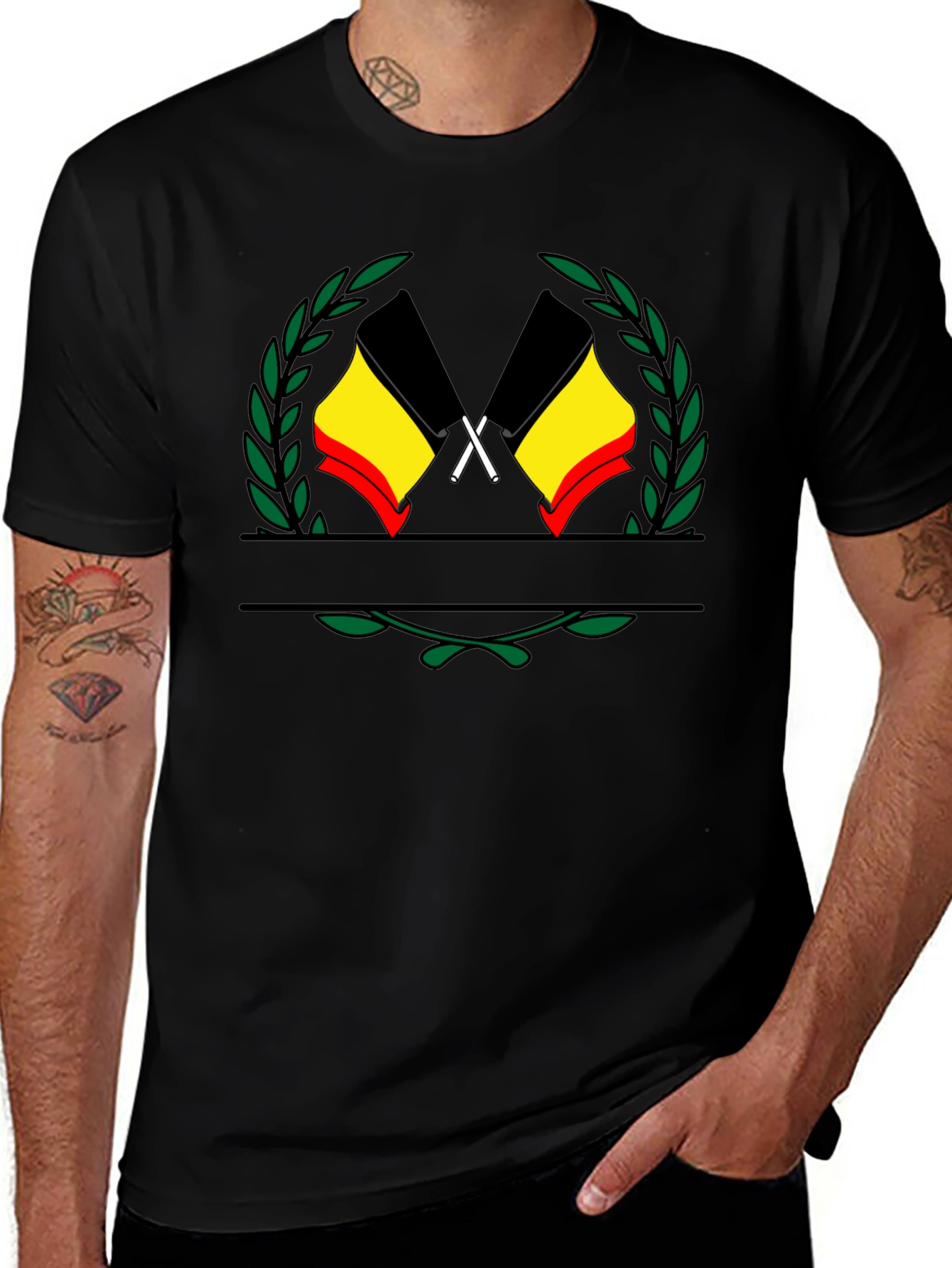Belgium Flag Emblem Black T-Shirt