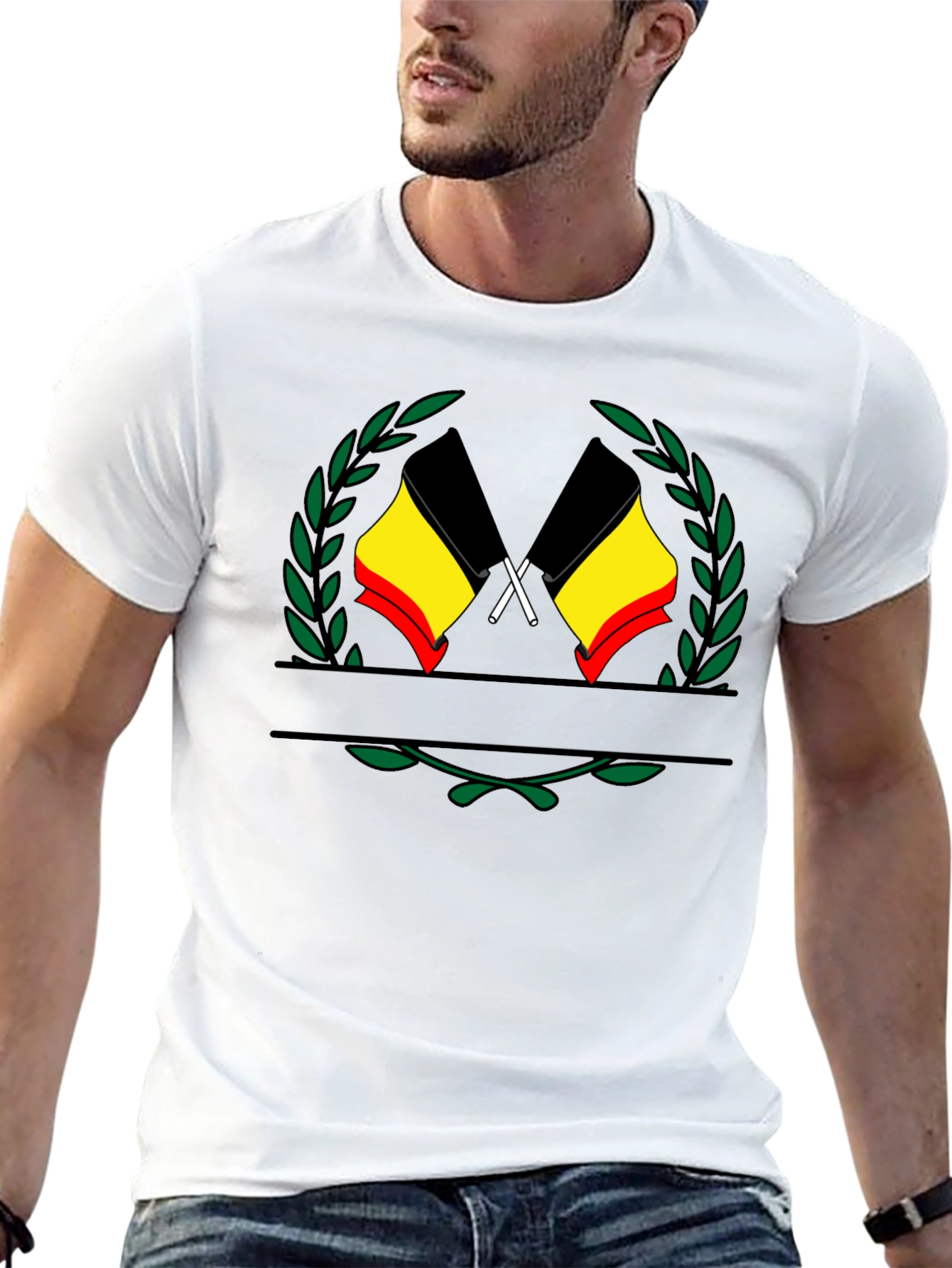 Belgium Flag Emblem Black T-Shirt