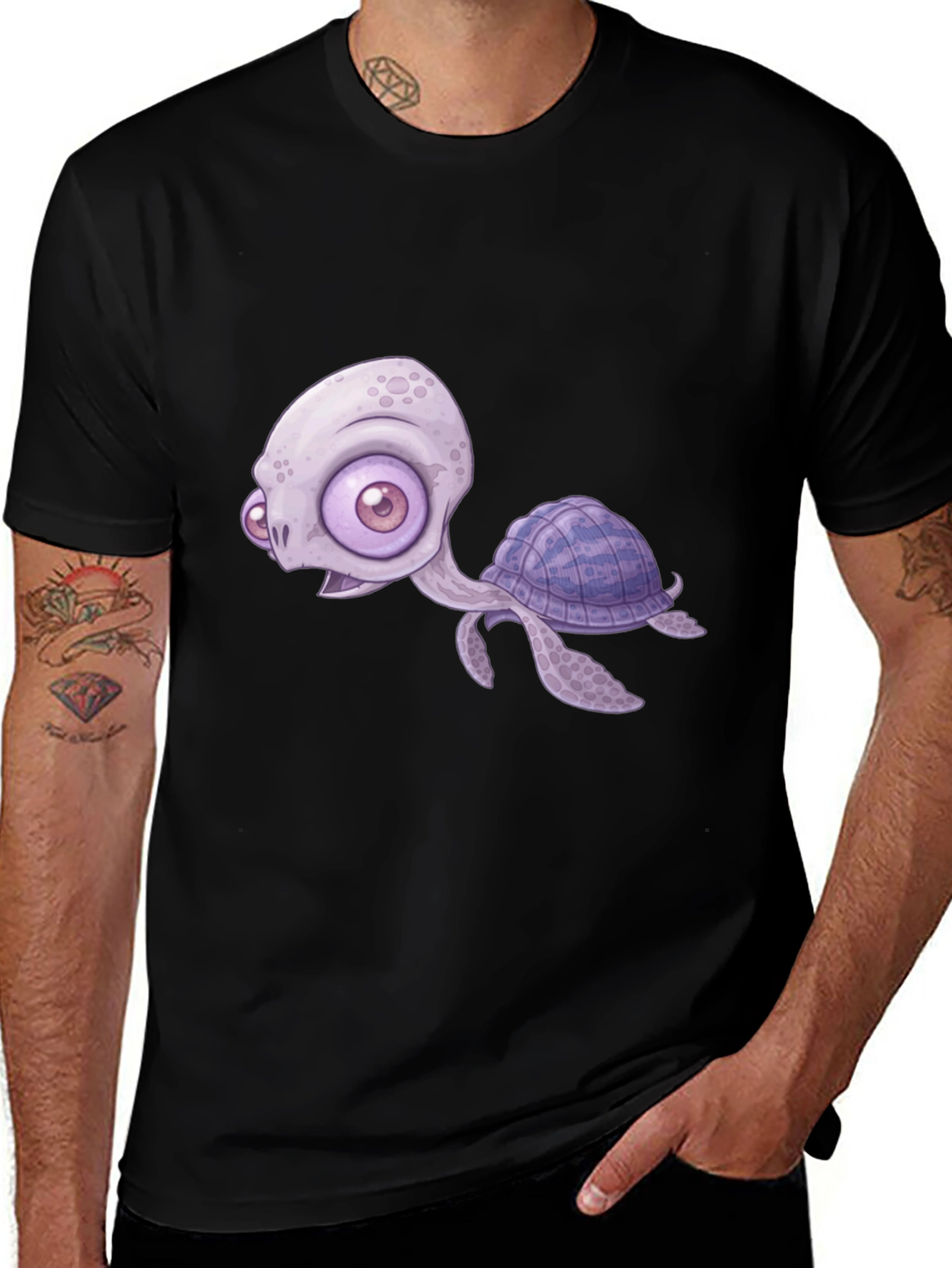 Cartoon Turtle Graphic T-Shirt