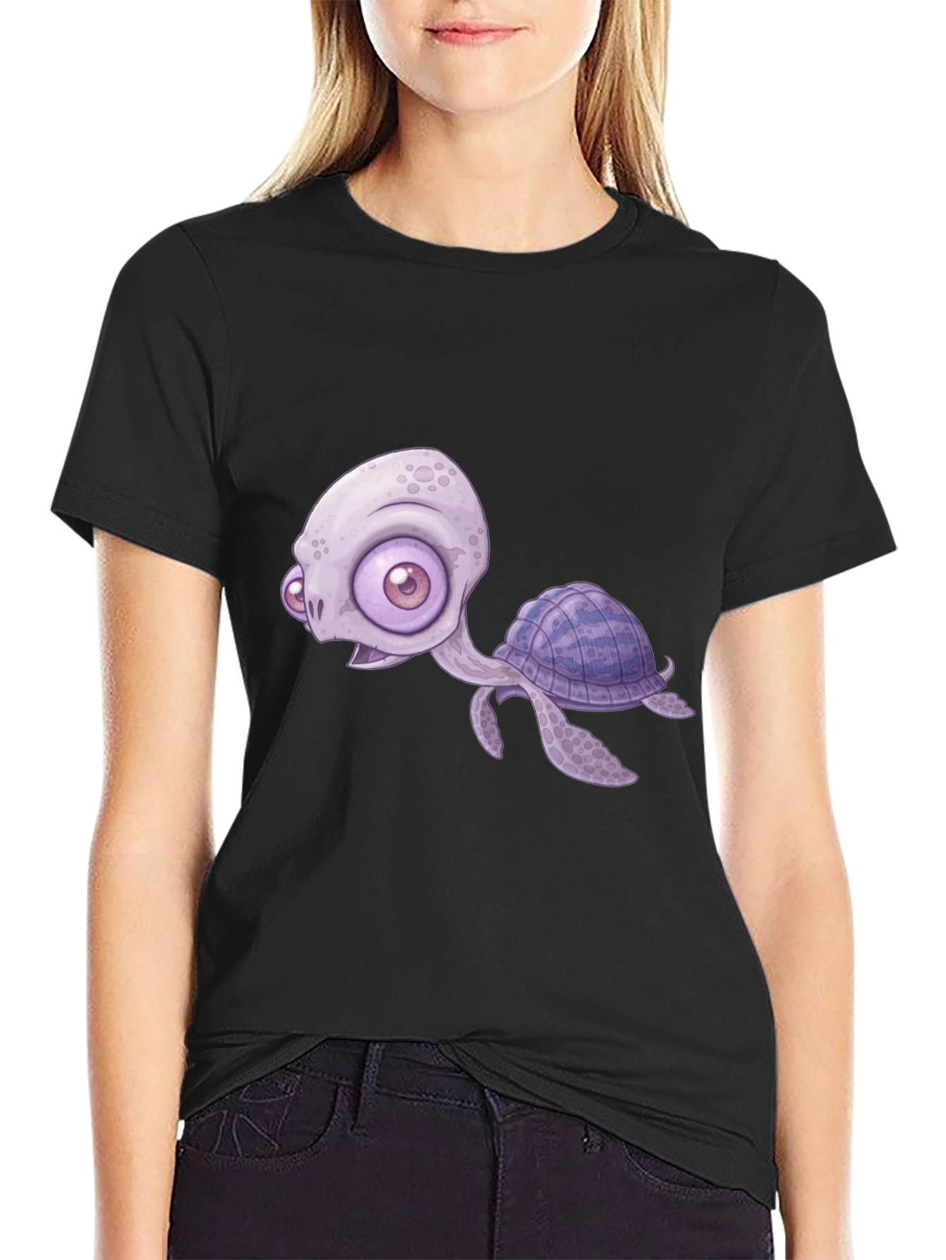Cartoon Turtle Graphic T-Shirt