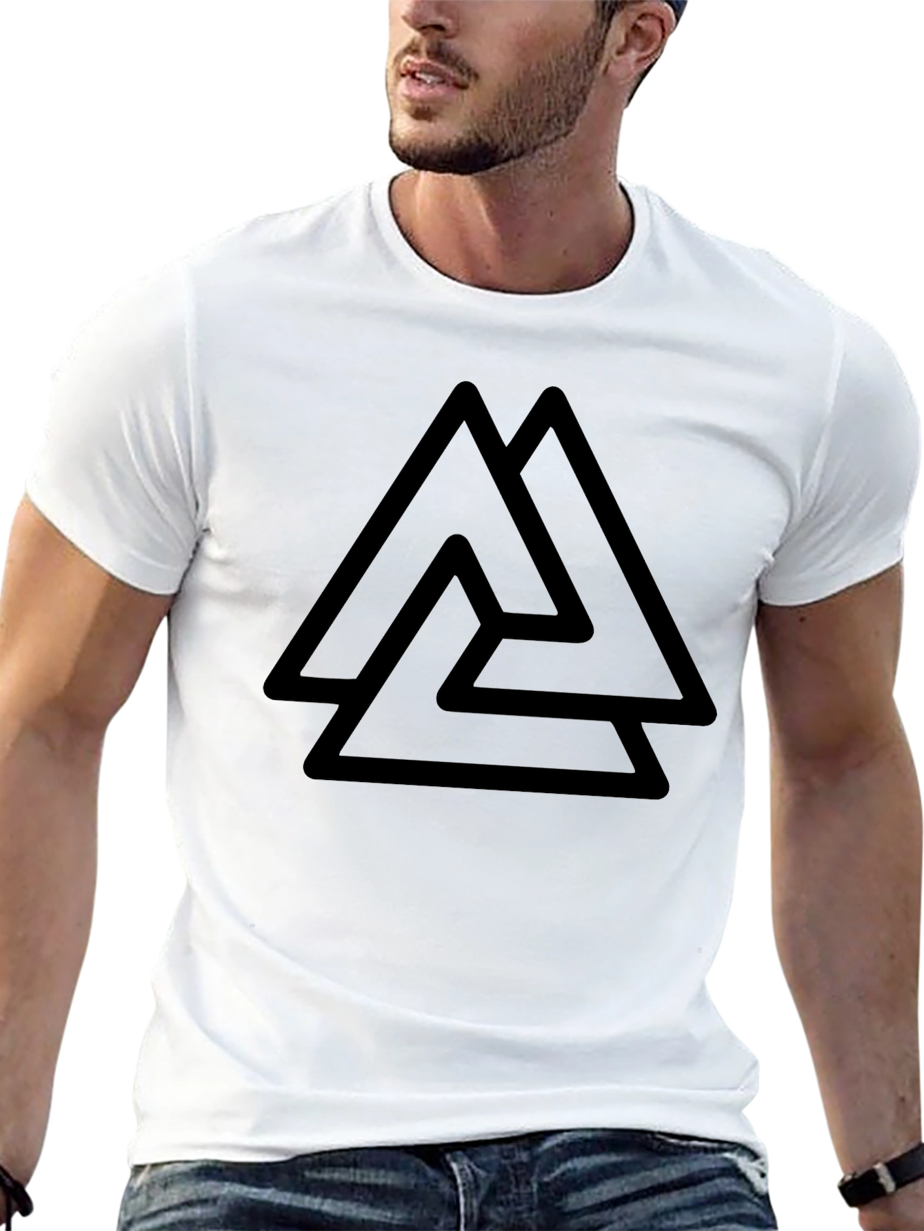 Mens Black T-Shirt with Valknut Symbol