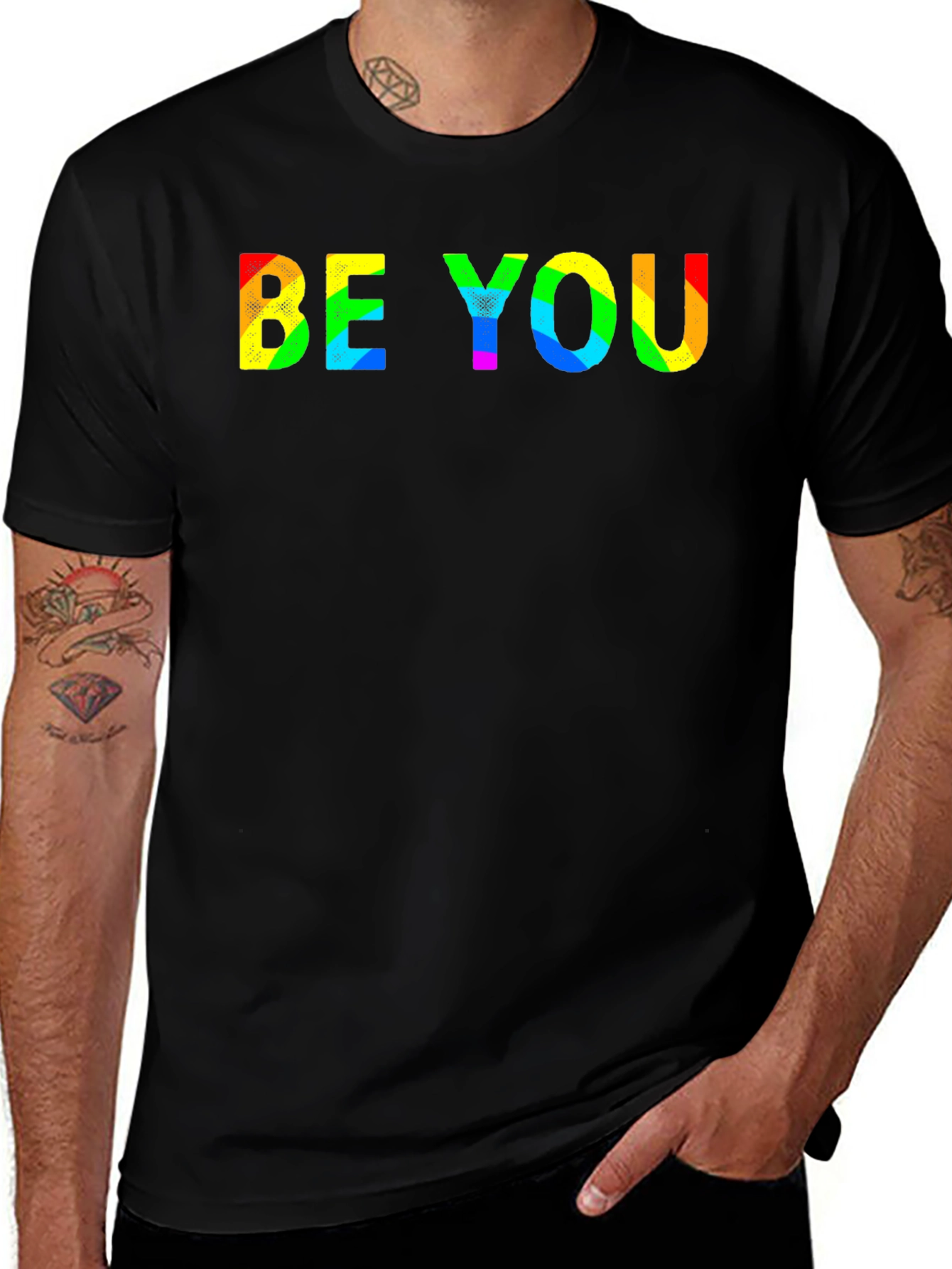 Be You Rainbow Graphic T-Shirt - Black