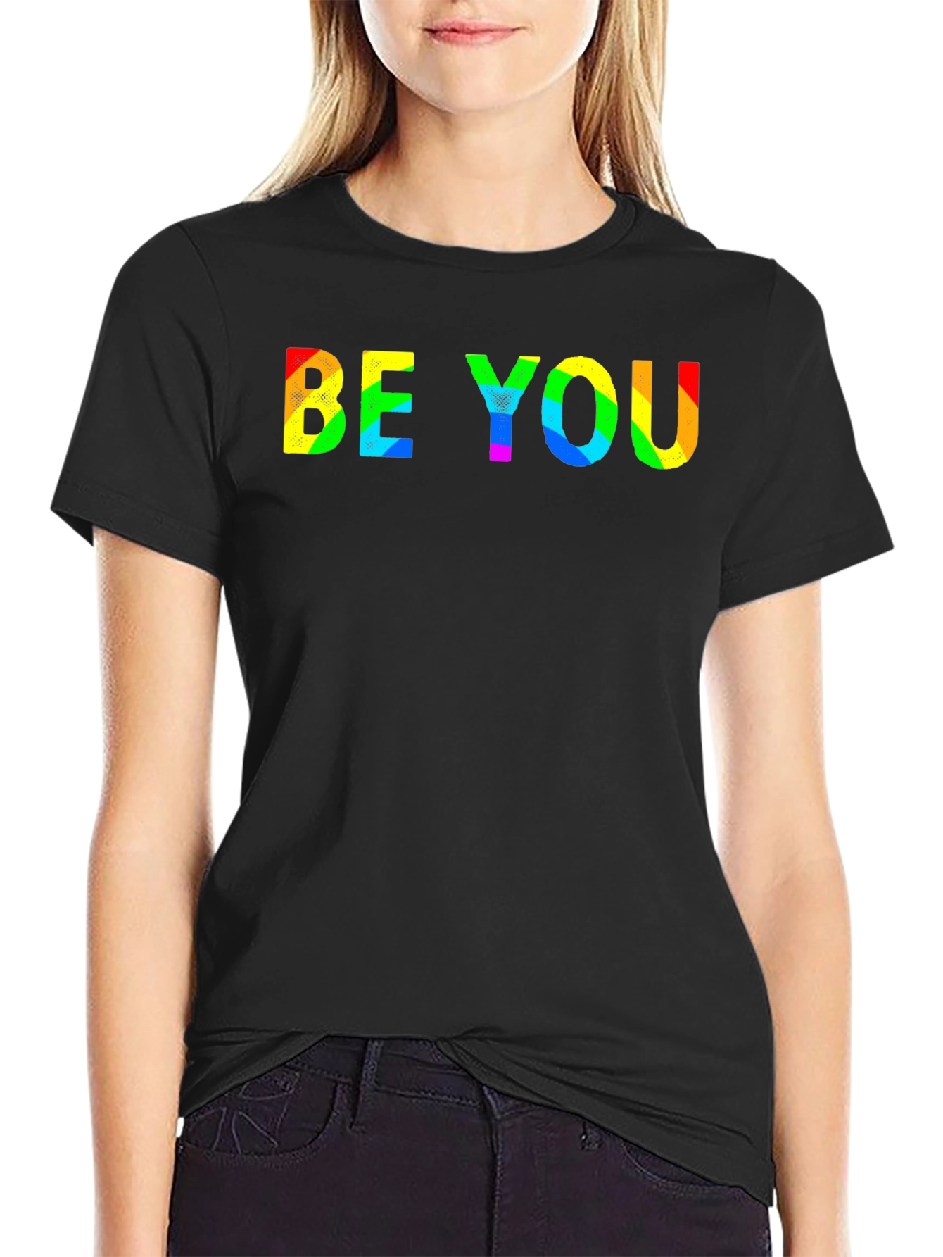 Be You Rainbow Graphic T-Shirt - Black