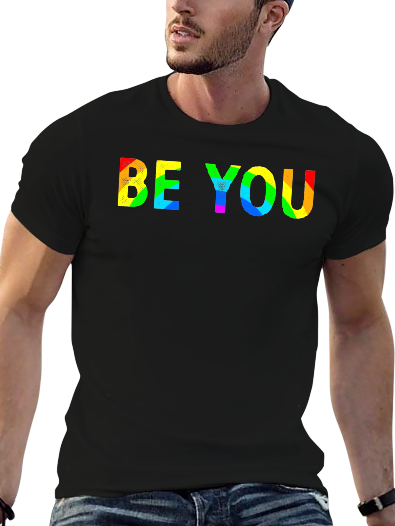 Be You Rainbow Graphic T-Shirt - Black