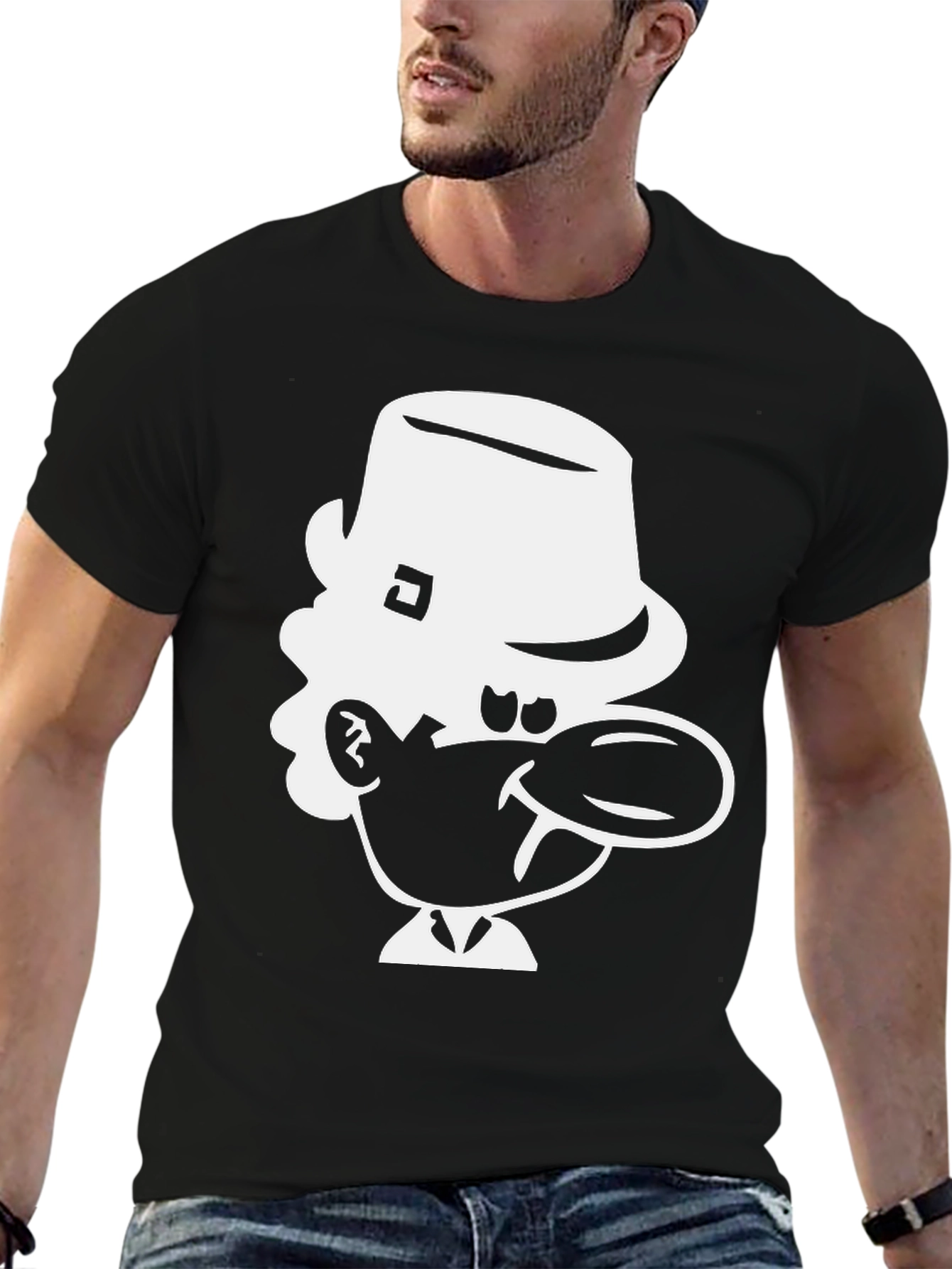 Cartoon Character Black Tee