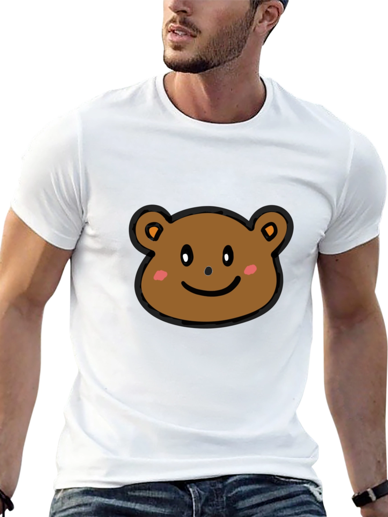 Cute Bear Graphic T-Shirt - Black Cotton Tee