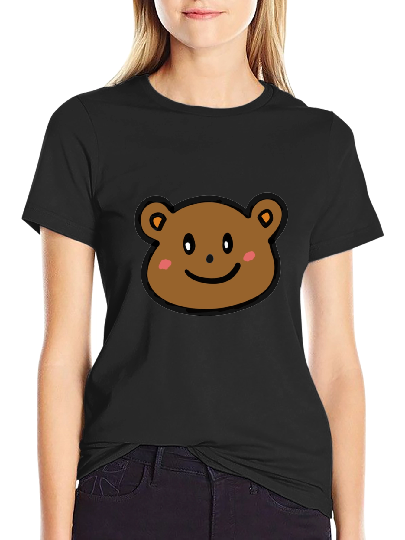 Cute Bear Graphic T-Shirt - Black Cotton Tee