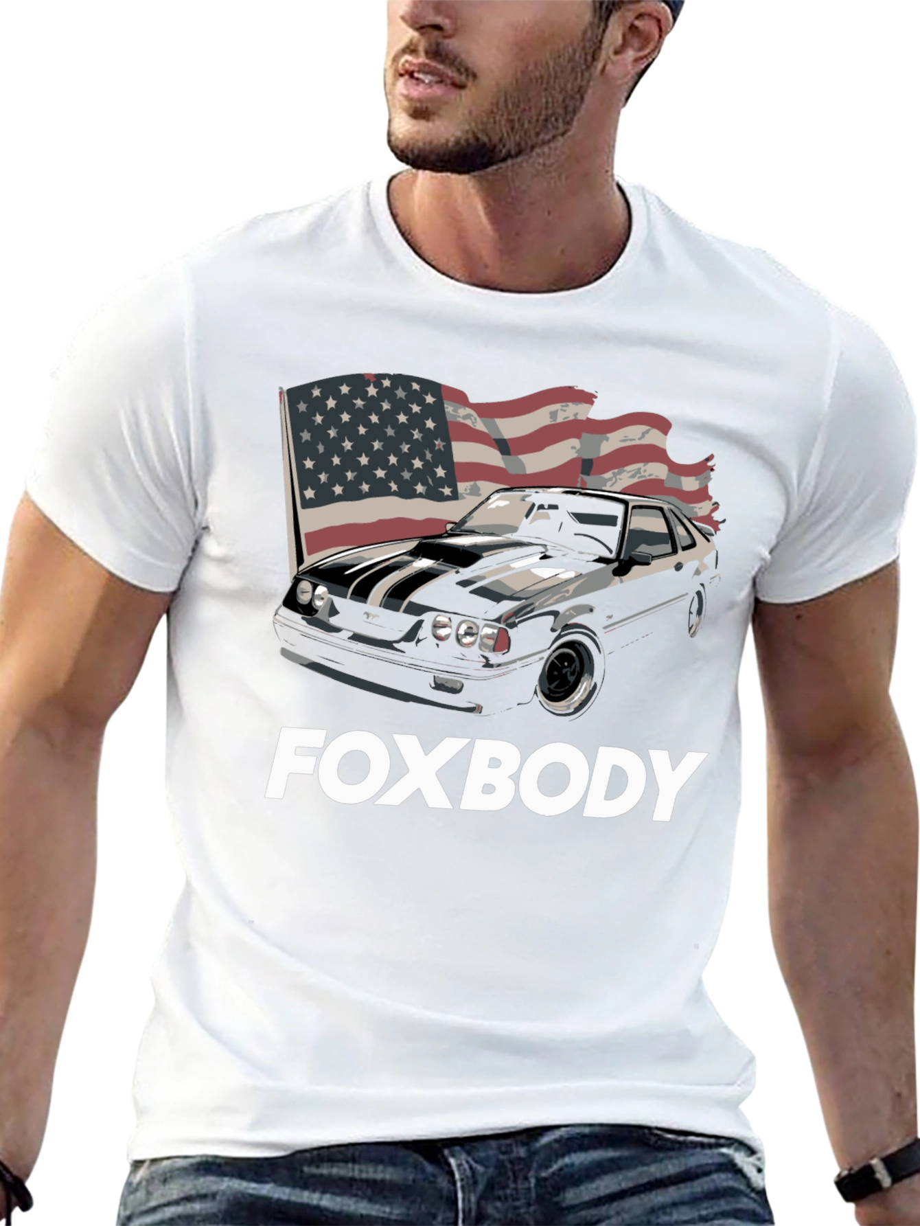 Foxbody Mustang American Flag Graphic T-Shirt
