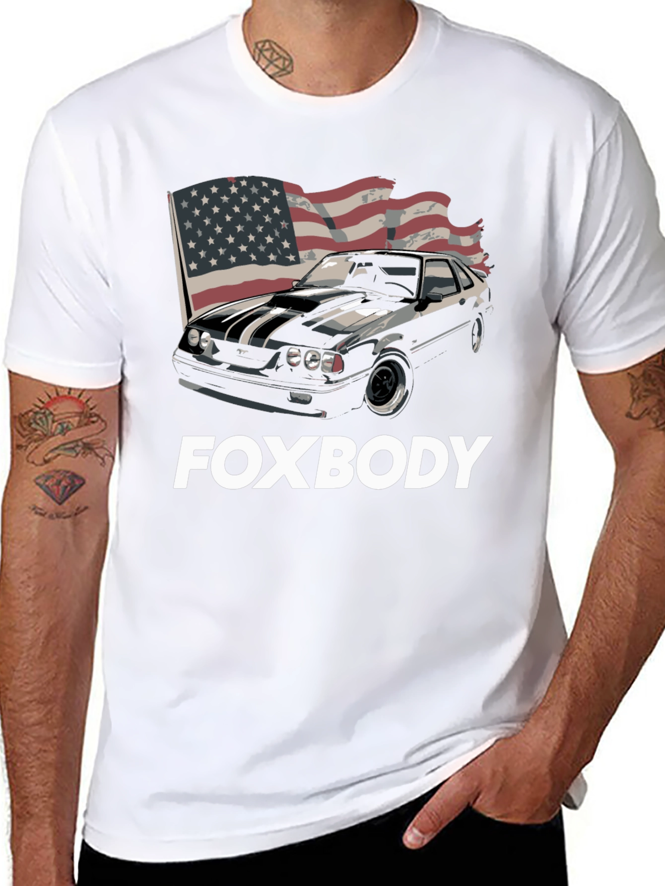 Foxbody Mustang American Flag Graphic T-Shirt