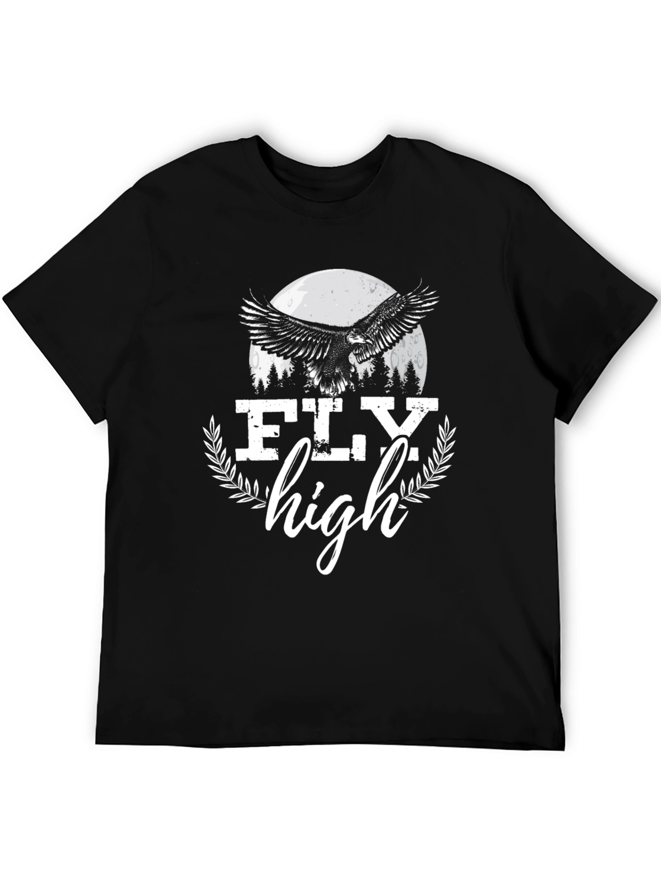 Fly High Eagle Graphic Tee - Black Cotton Blend